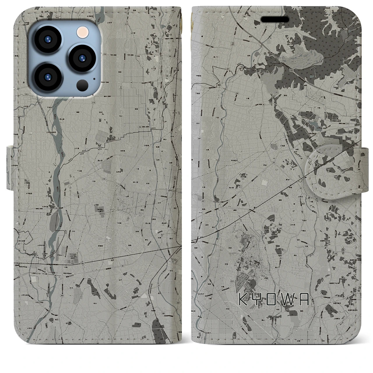 【協和(茨城県)】地図柄iPhoneケース(手帳タイプ)