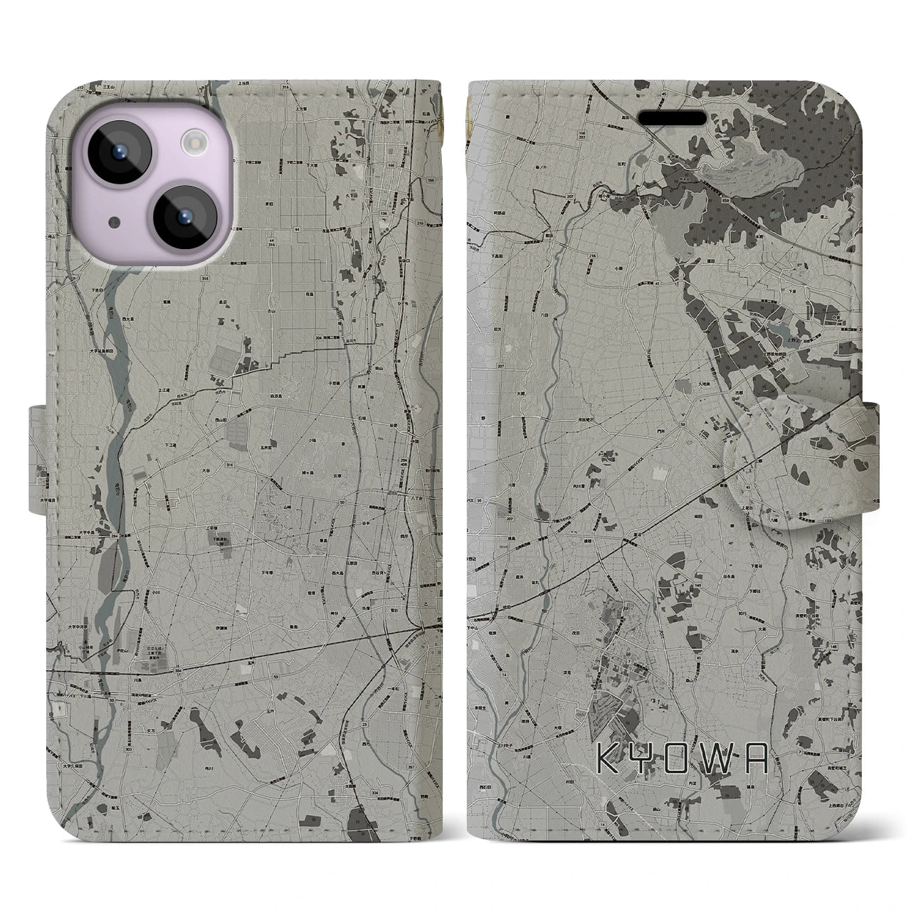 【協和(茨城県)】地図柄iPhoneケース(手帳タイプ)