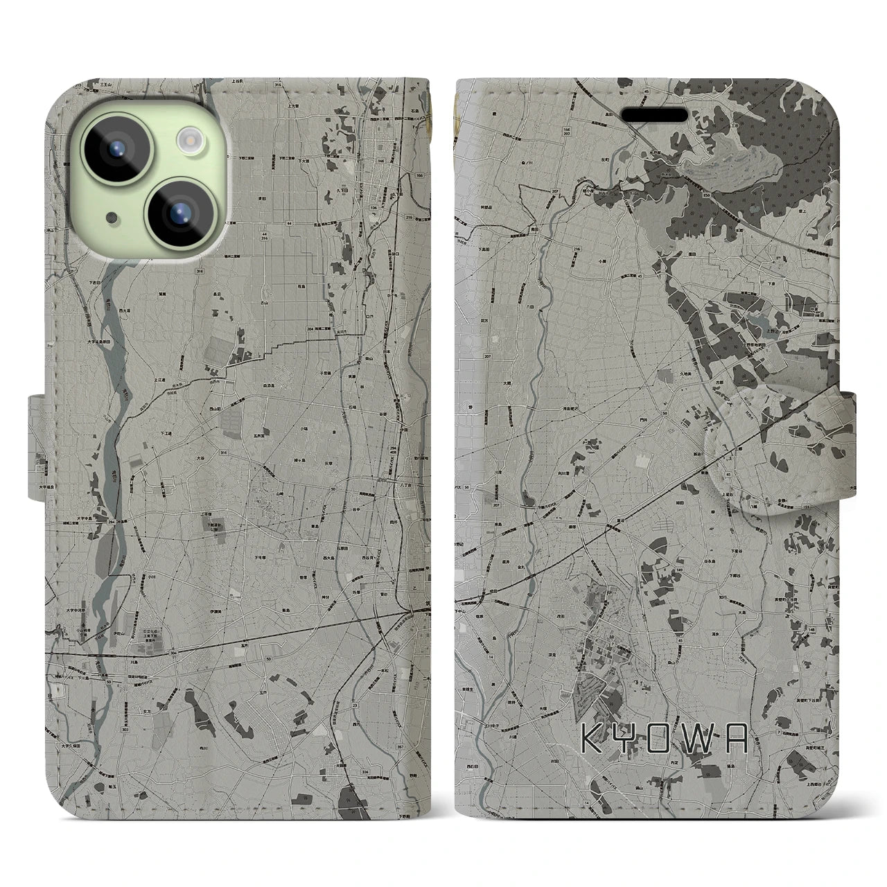 【協和(茨城県)】地図柄iPhoneケース(手帳タイプ)