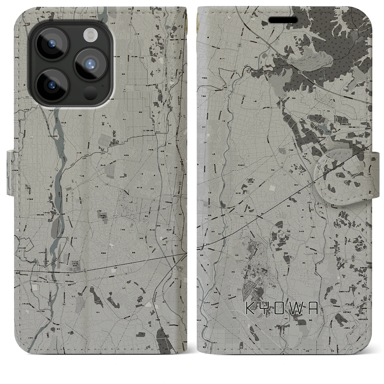 【協和(茨城県)】地図柄iPhoneケース(手帳タイプ)