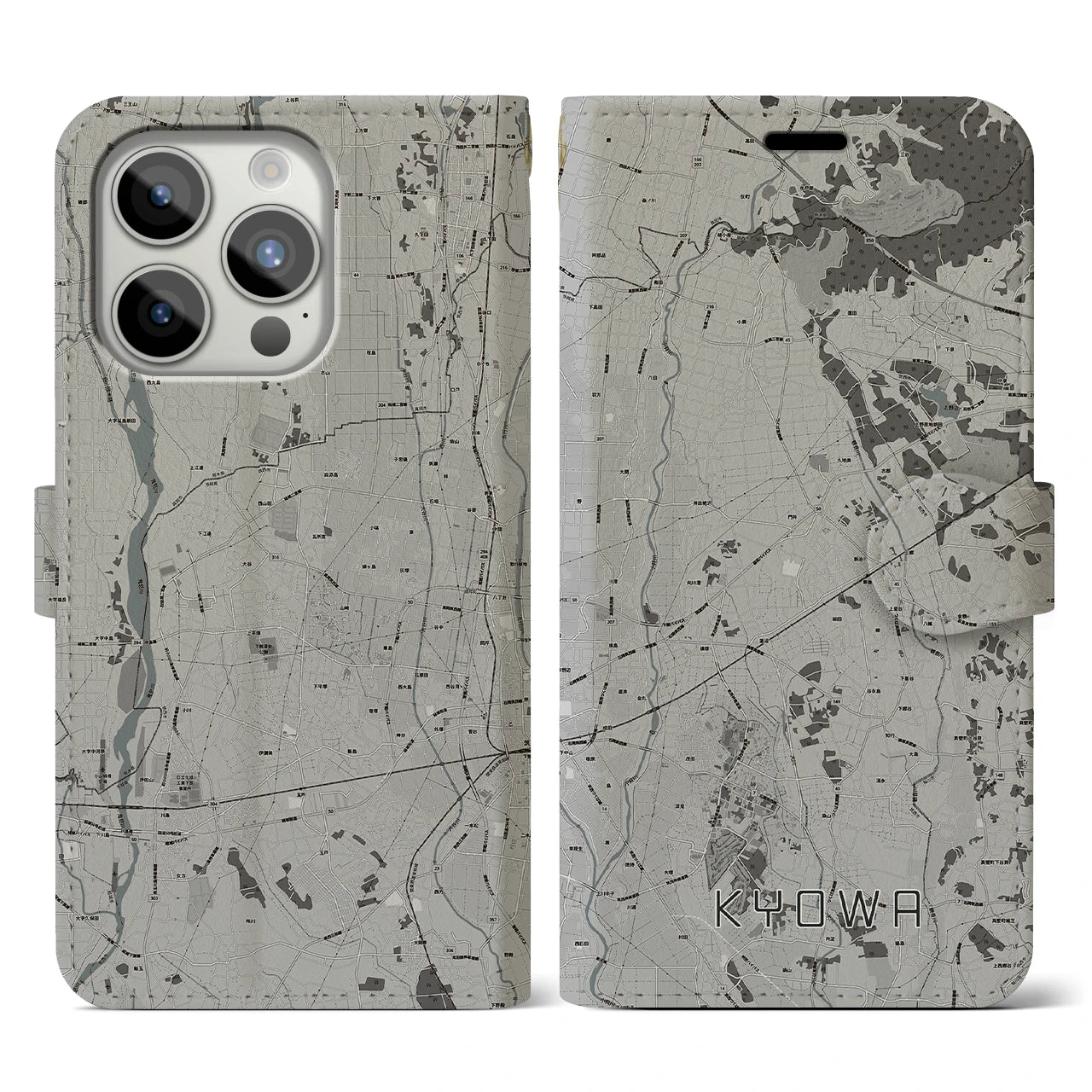 【協和(茨城県)】地図柄iPhoneケース(手帳タイプ)