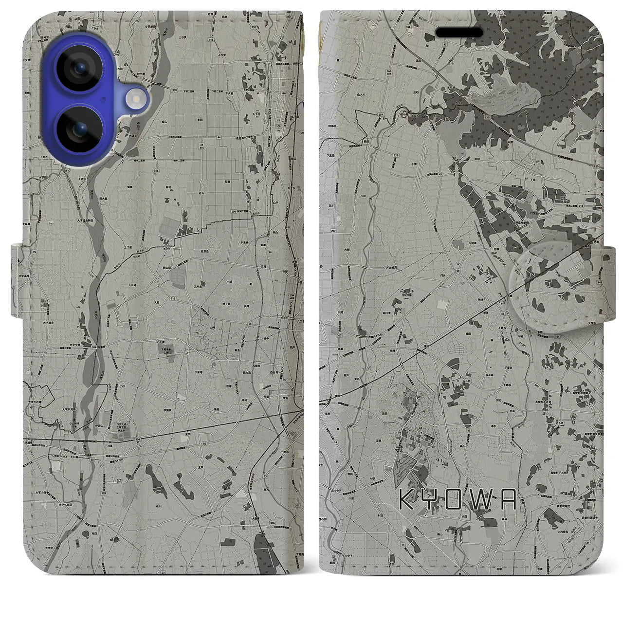 【協和(茨城県)】地図柄iPhoneケース(手帳タイプ)