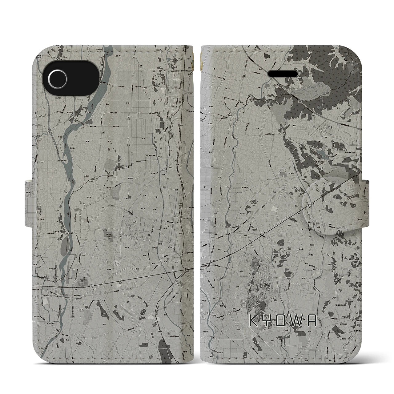 【協和(茨城県)】地図柄iPhoneケース(手帳タイプ)