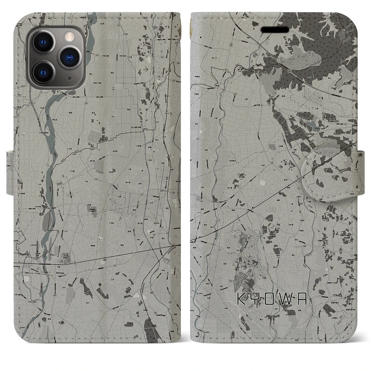 【協和(茨城県)】地図柄iPhoneケース(手帳タイプ)