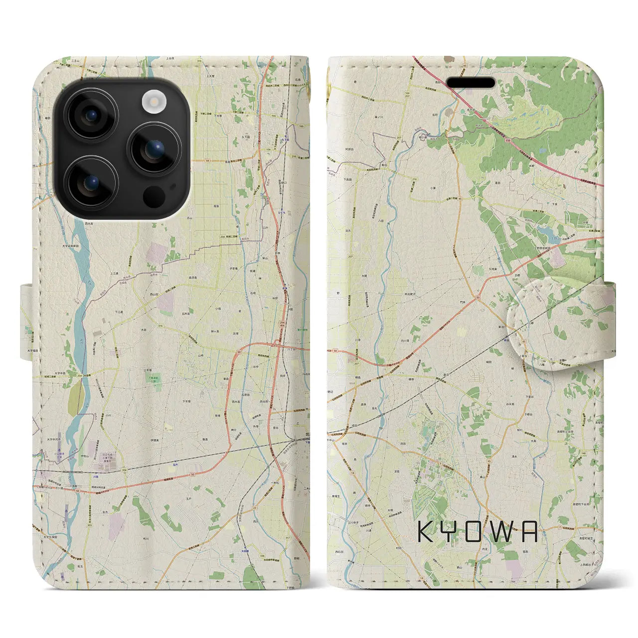 【協和(茨城県)】地図柄iPhoneケース(手帳タイプ)ナチュラル・iPhone 16 用