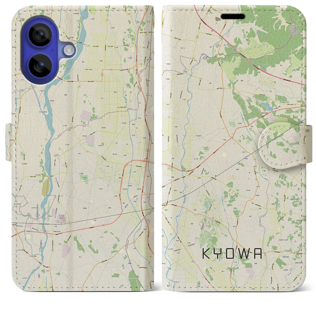 【協和(茨城県)】地図柄iPhoneケース(手帳タイプ)ナチュラル・iPhone 16 Pro Max 用