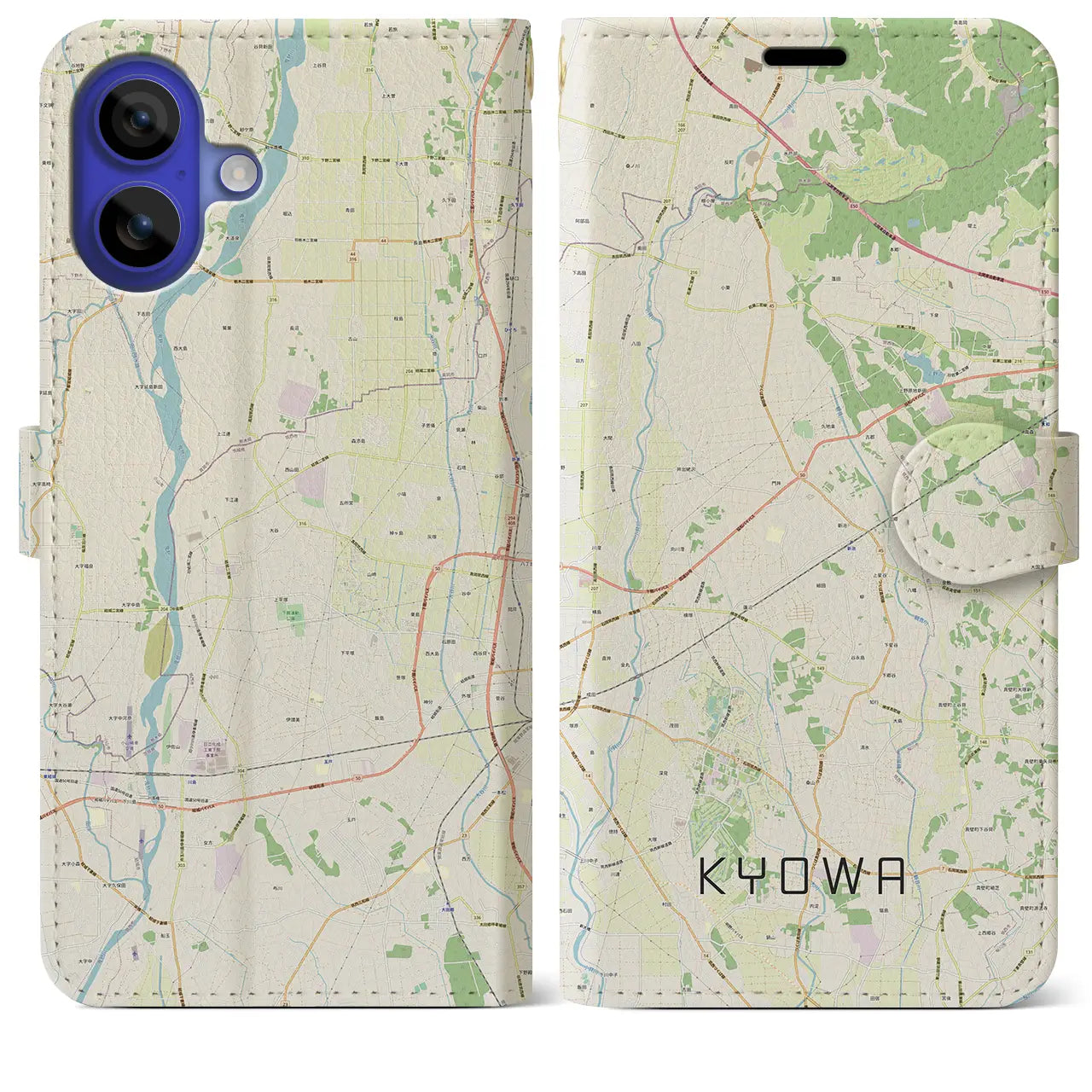 【協和(茨城県)】地図柄iPhoneケース(手帳タイプ)