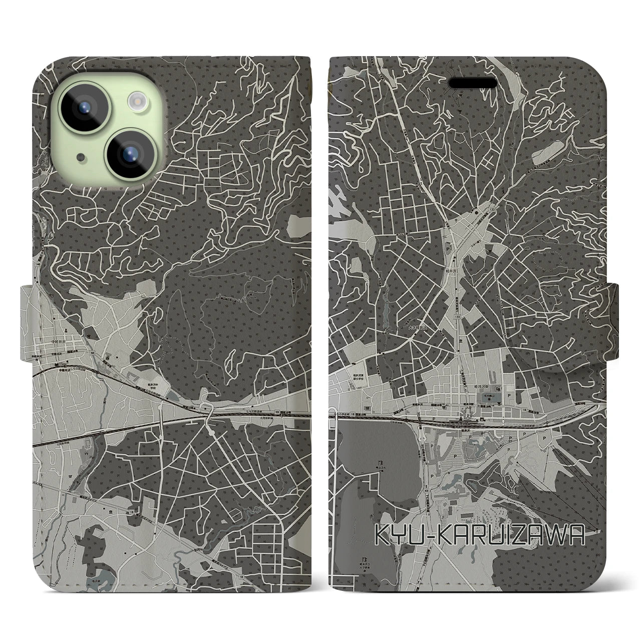 【旧軽井沢(長野県)】地図柄iPhoneケース(手帳タイプ)