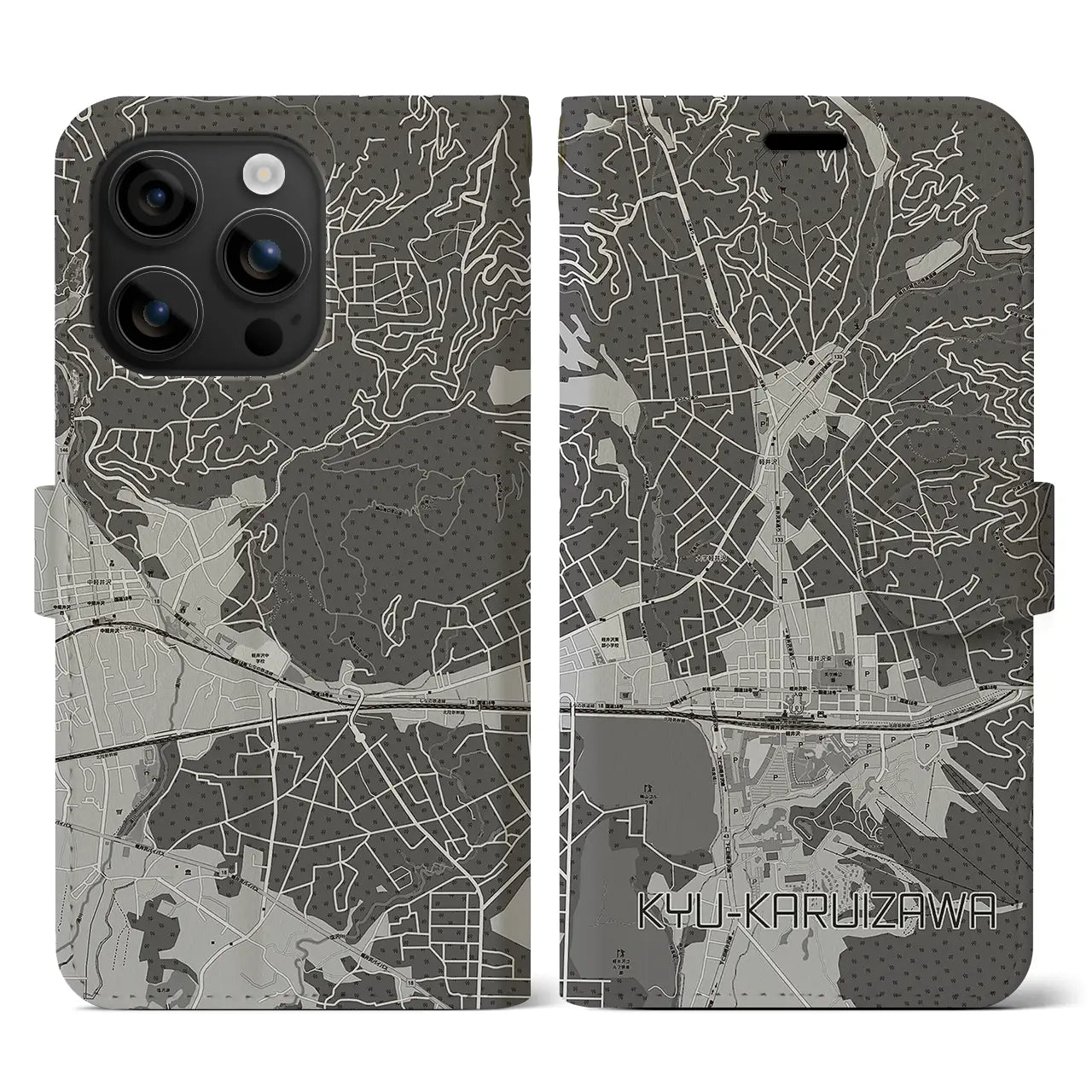 【旧軽井沢(長野県)】地図柄iPhoneケース(手帳タイプ)