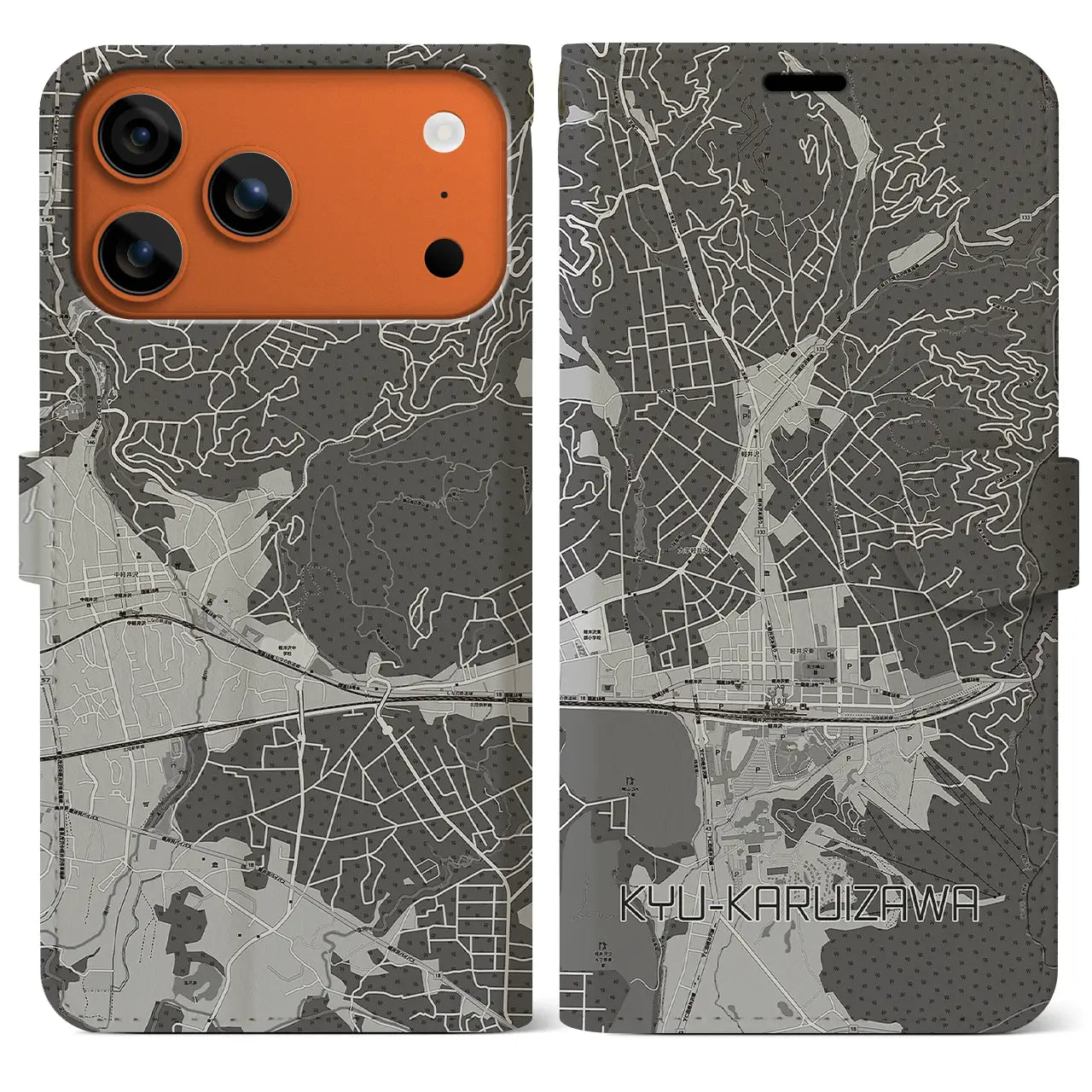 【旧軽井沢(長野県)】地図柄iPhoneケース(手帳タイプ)