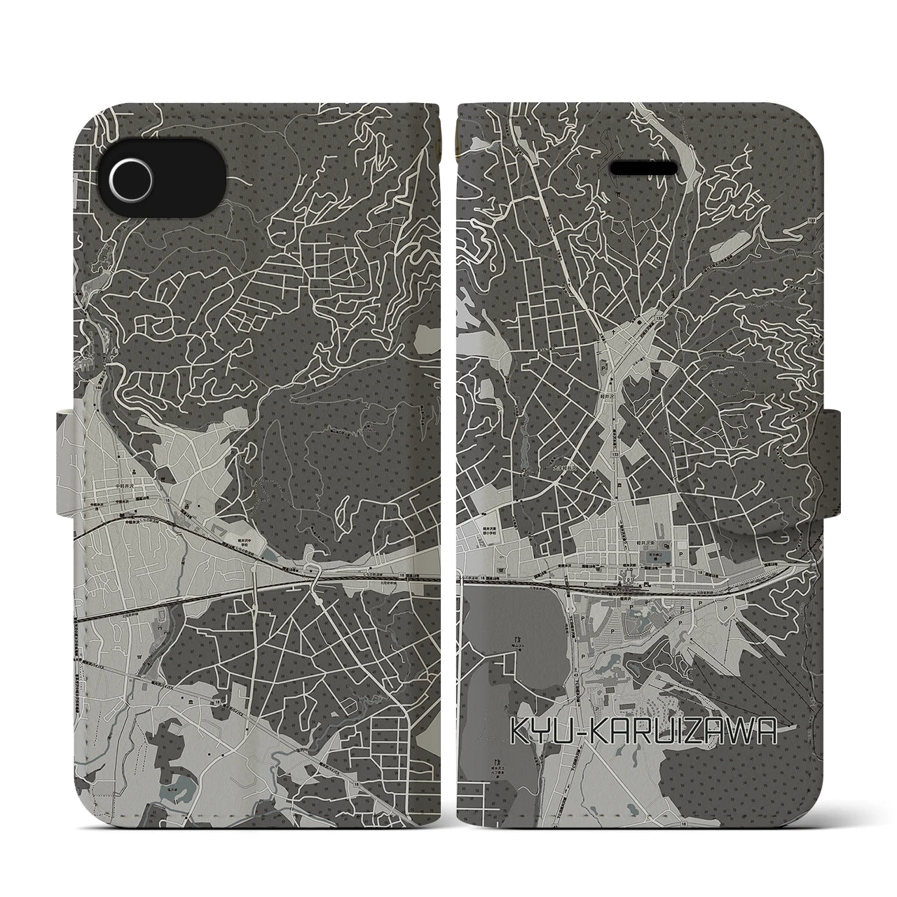 【旧軽井沢(長野県)】地図柄iPhoneケース(手帳タイプ)