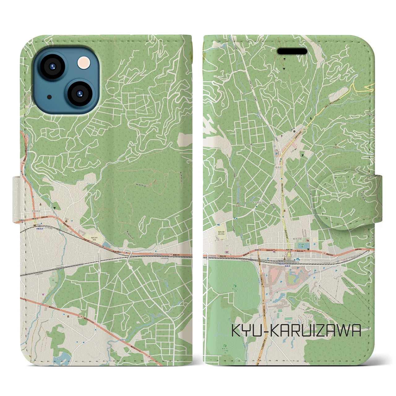 【旧軽井沢(長野県)】地図柄iPhoneケース(手帳タイプ)