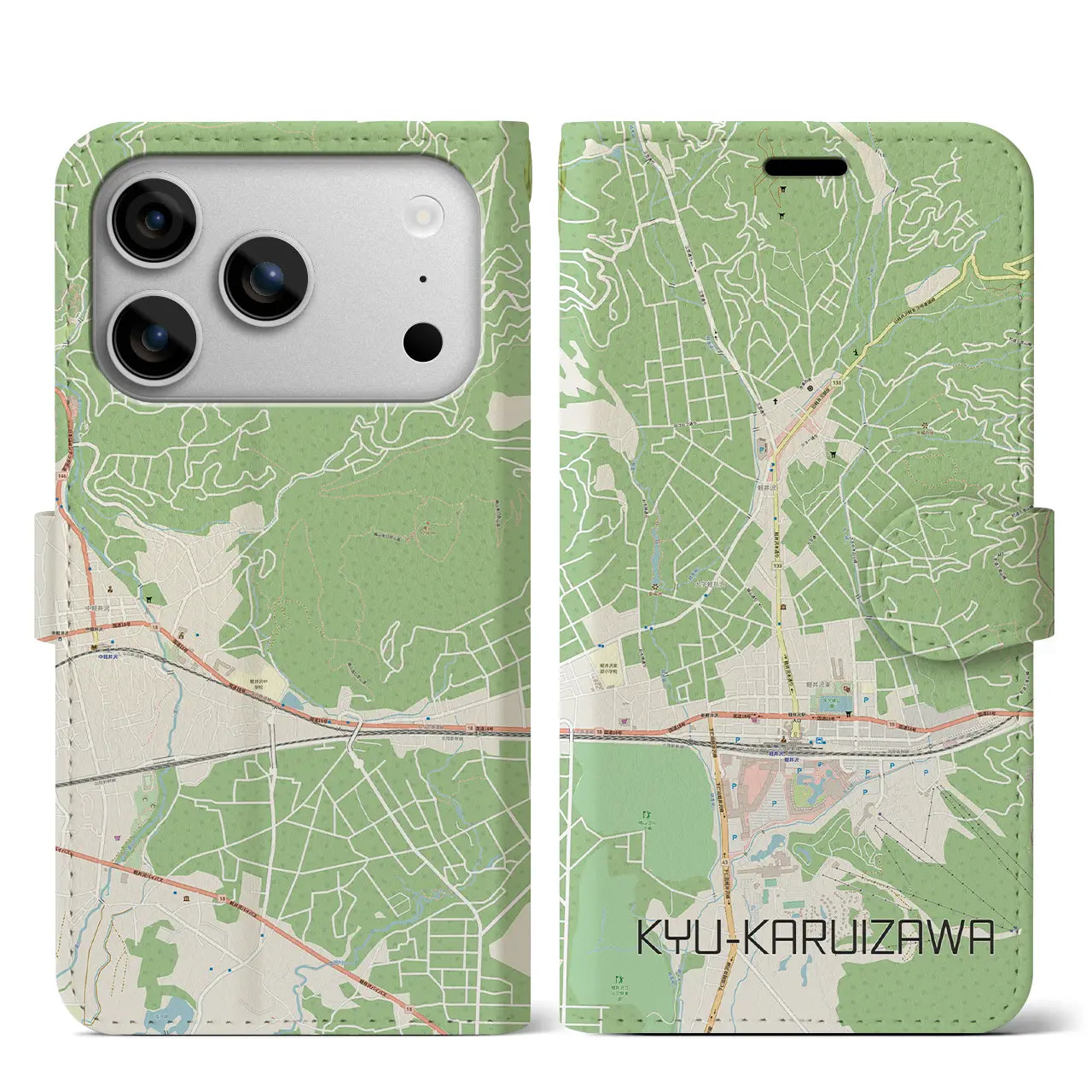 【旧軽井沢(長野県)】地図柄iPhoneケース(手帳タイプ)