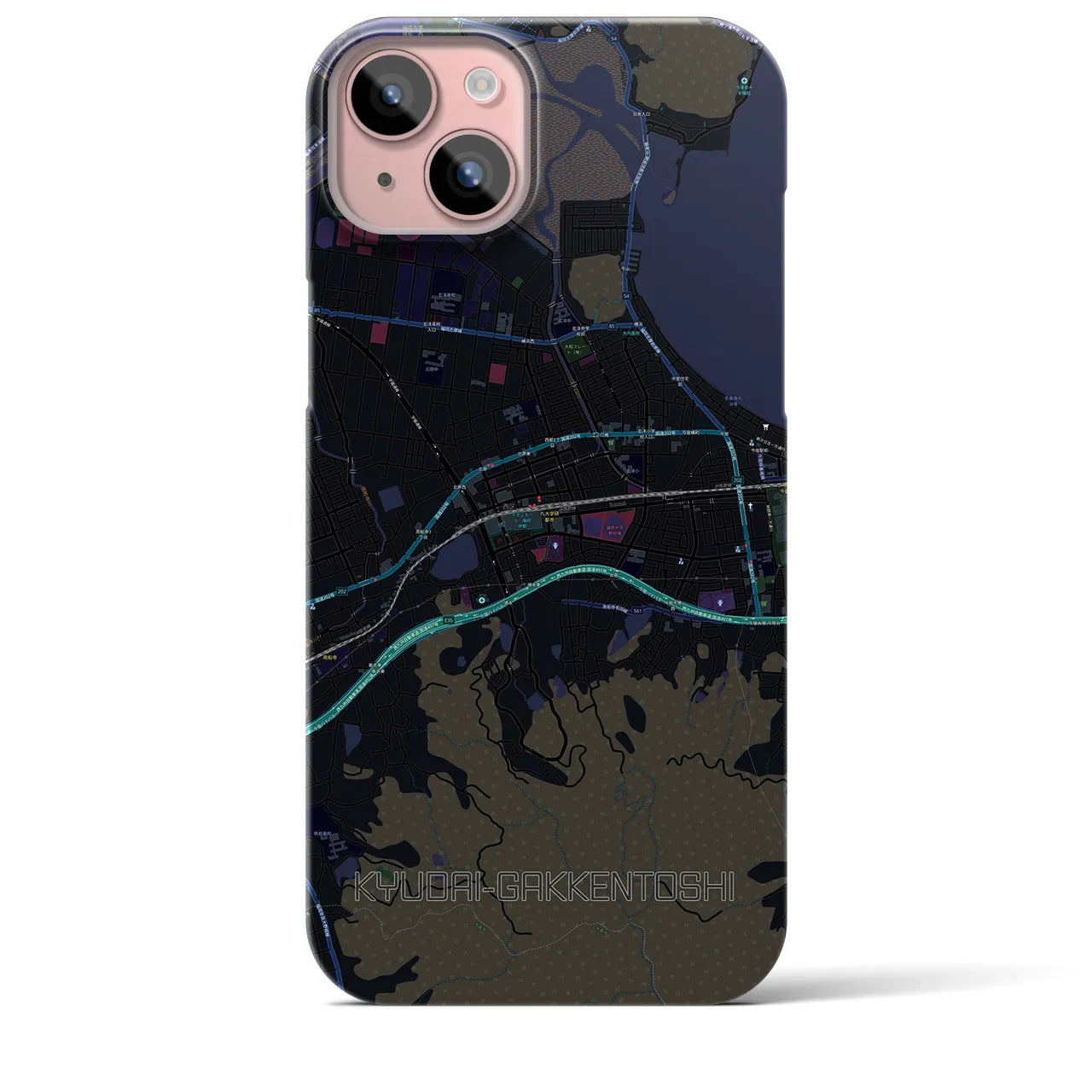 【九大学研都市(福岡県)】地図柄iPhoneケース(バックカバータイプ)