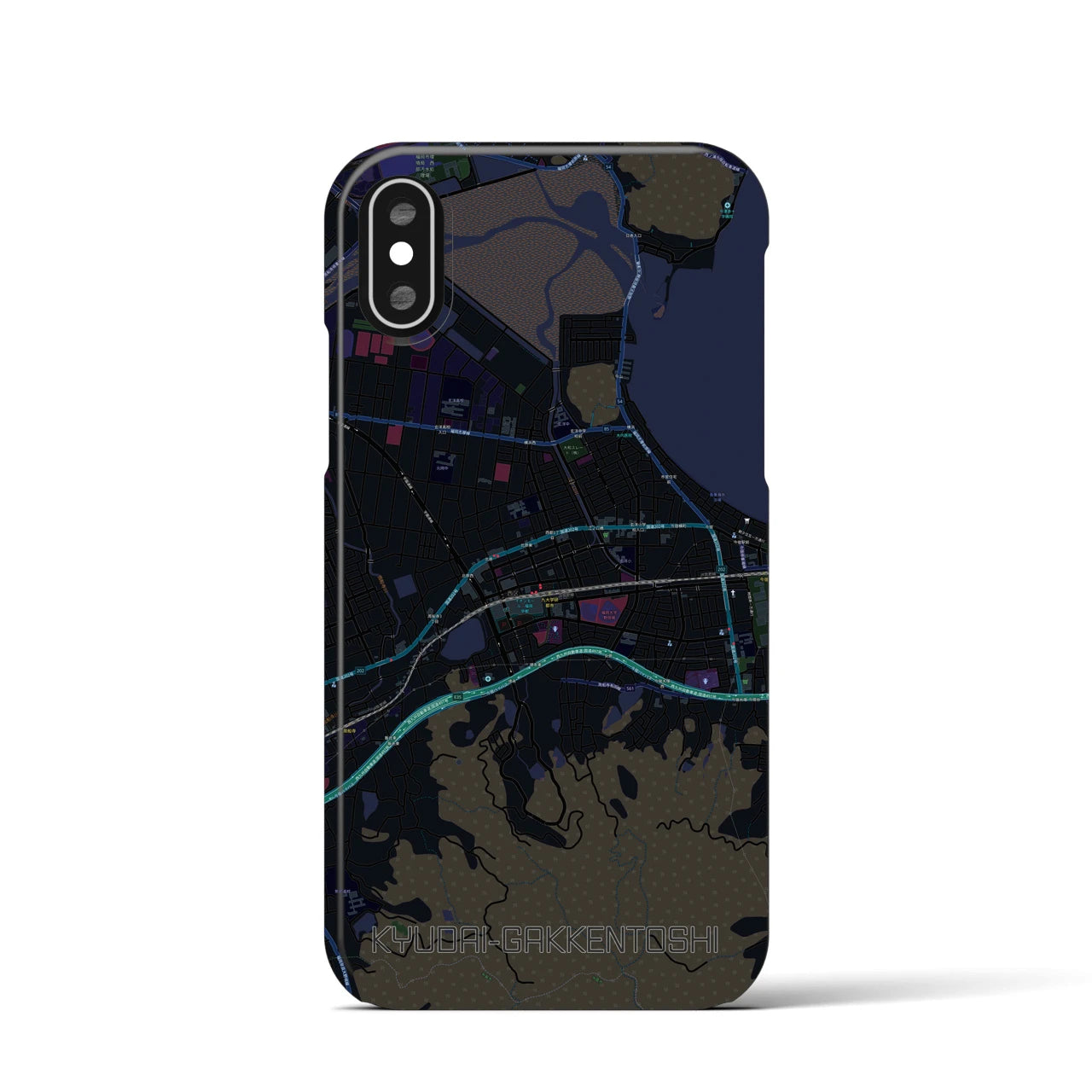 【九大学研都市(福岡県)】地図柄iPhoneケース(バックカバータイプ)