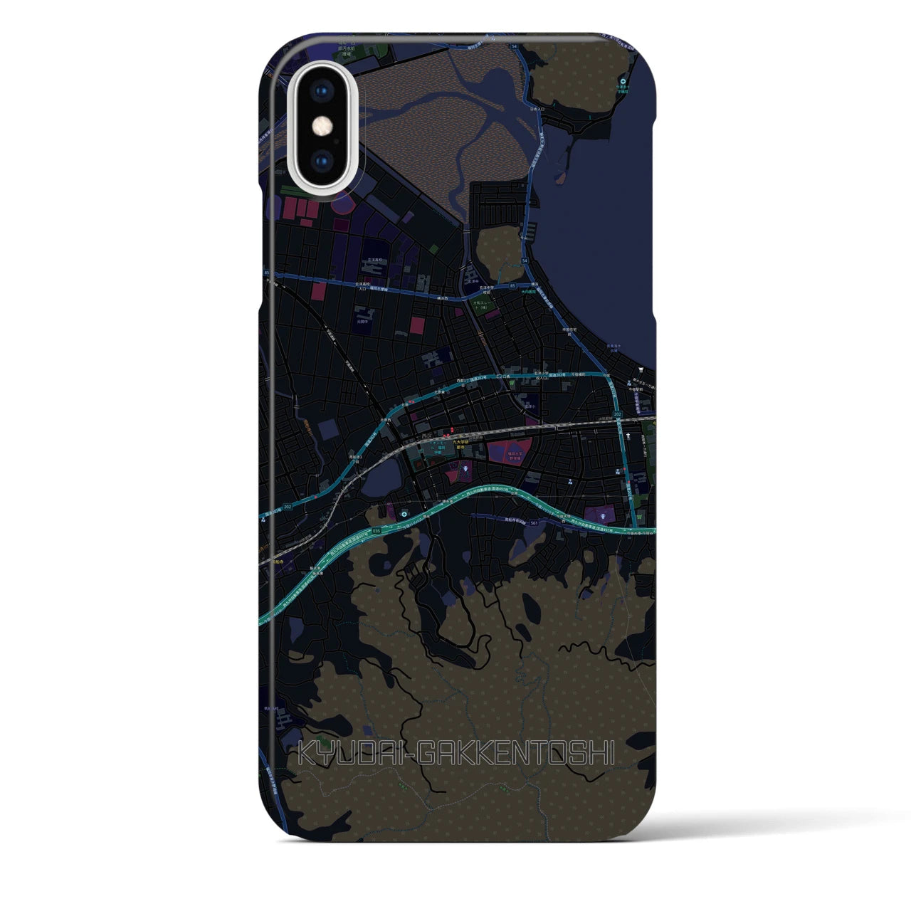 【九大学研都市(福岡県)】地図柄iPhoneケース(バックカバータイプ)