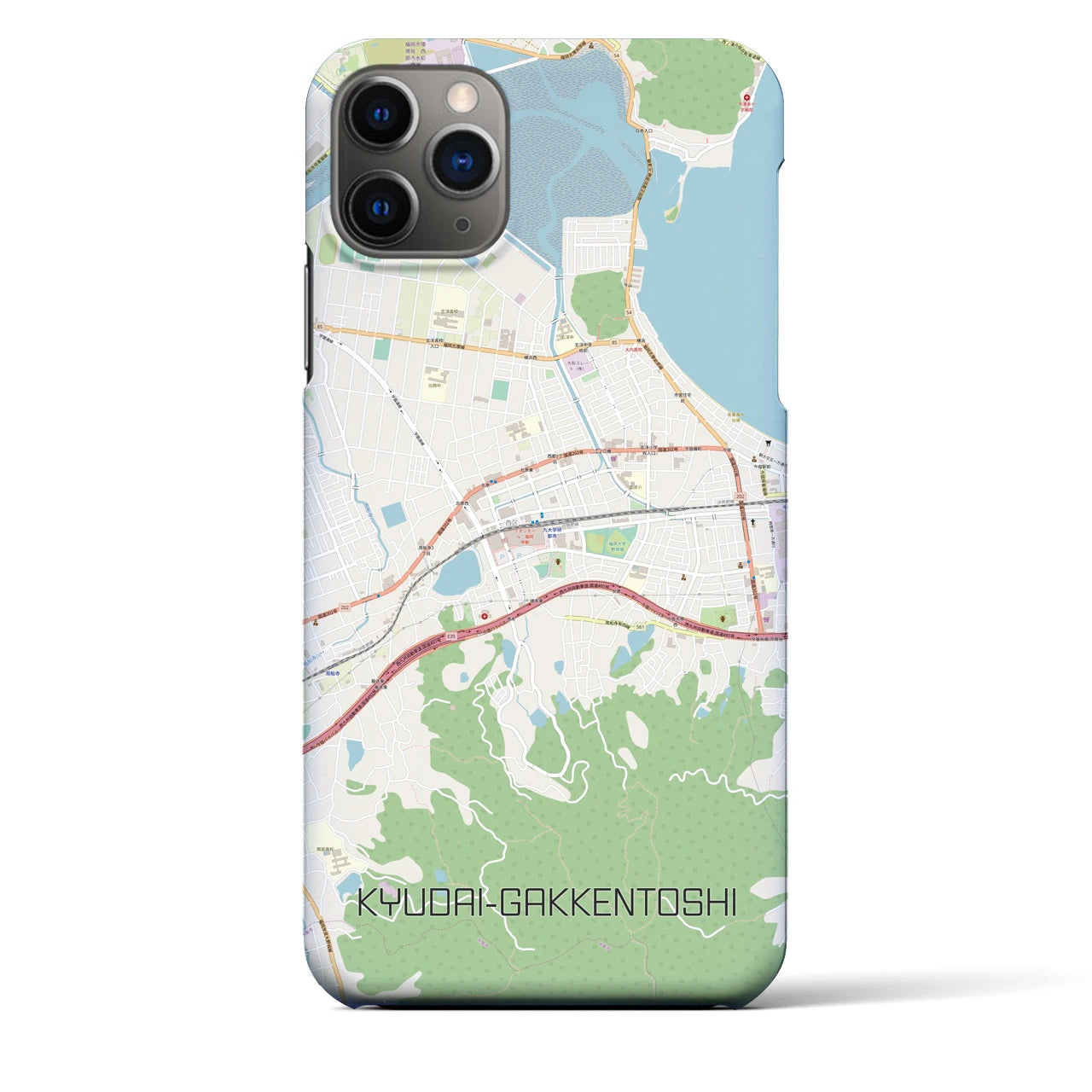 【九大学研都市(福岡県)】地図柄iPhoneケース(バックカバータイプ)