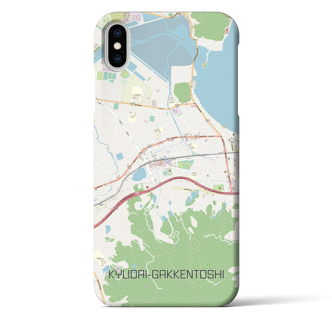 【九大学研都市(福岡県)】地図柄iPhoneケース(バックカバータイプ)