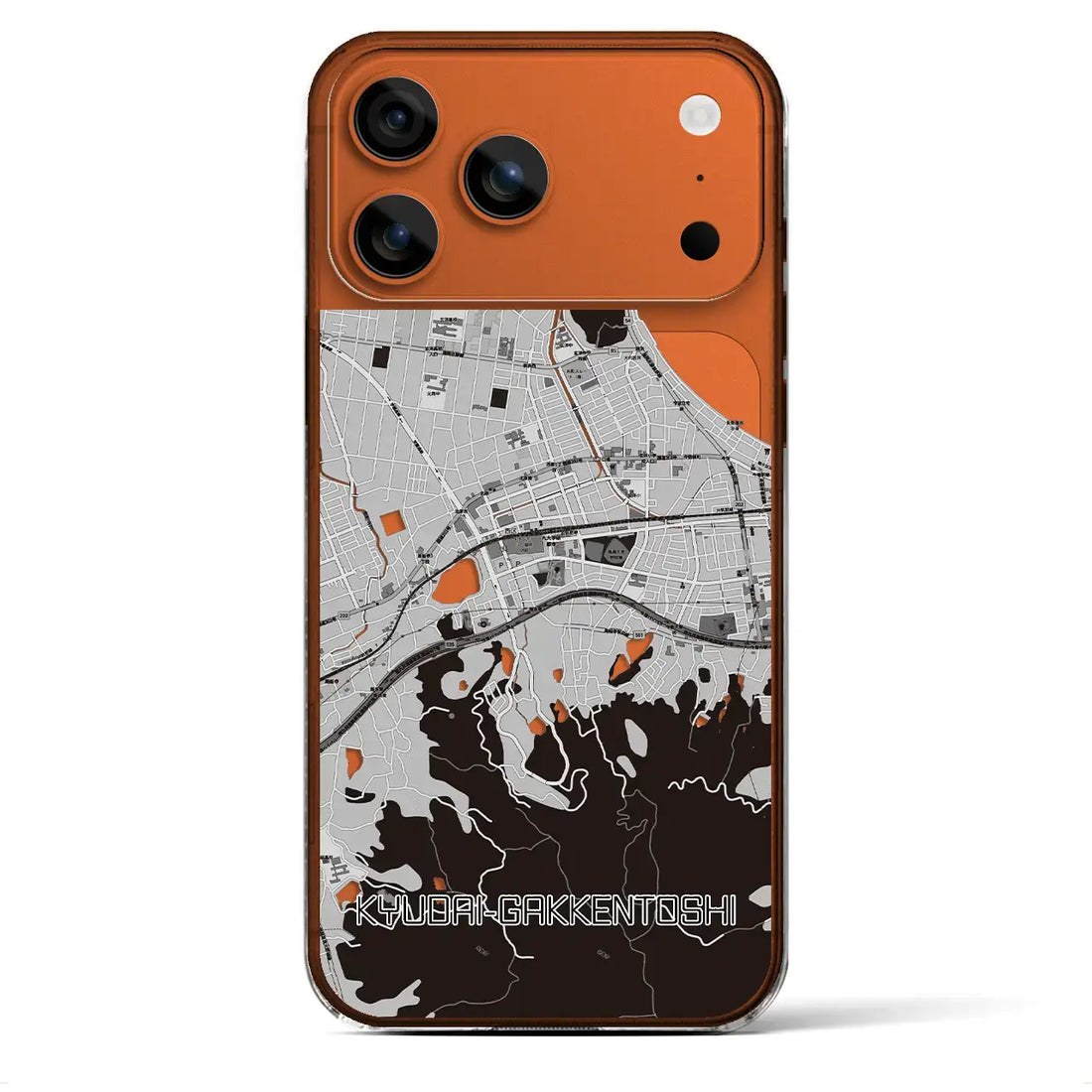 【九大学研都市(福岡県)】地図柄iPhoneケース(クリアタイプ)モノトーン・iPhone 17 Pro Max 用