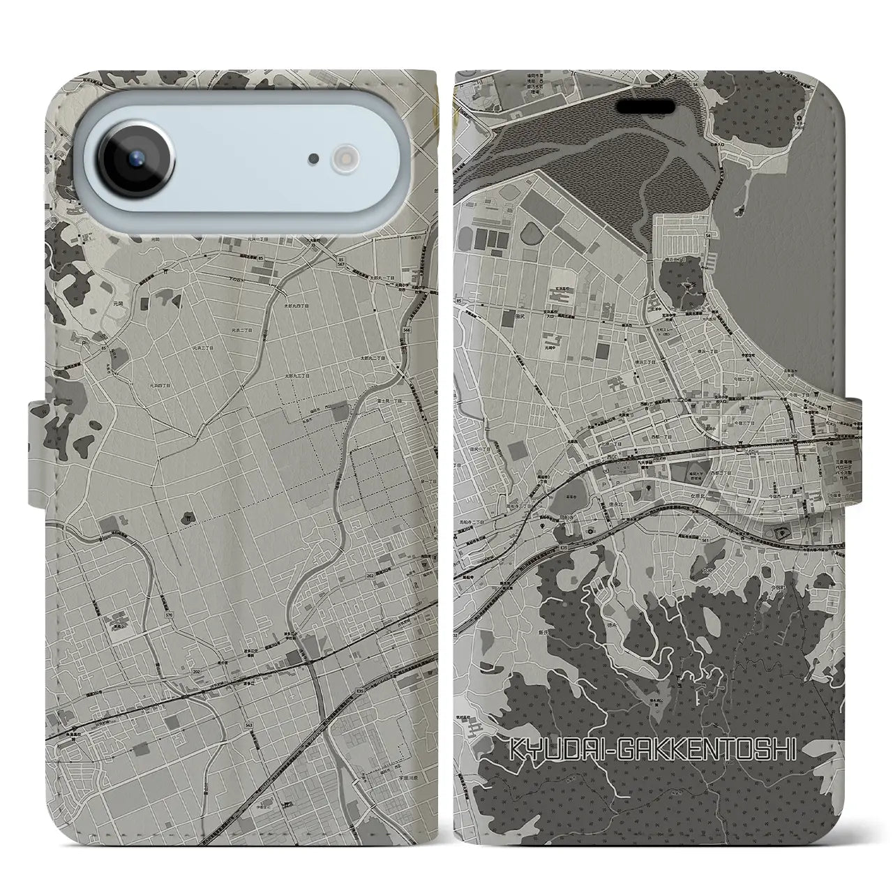 【九大学研都市(福岡県)】地図柄iPhoneケース(手帳タイプ)