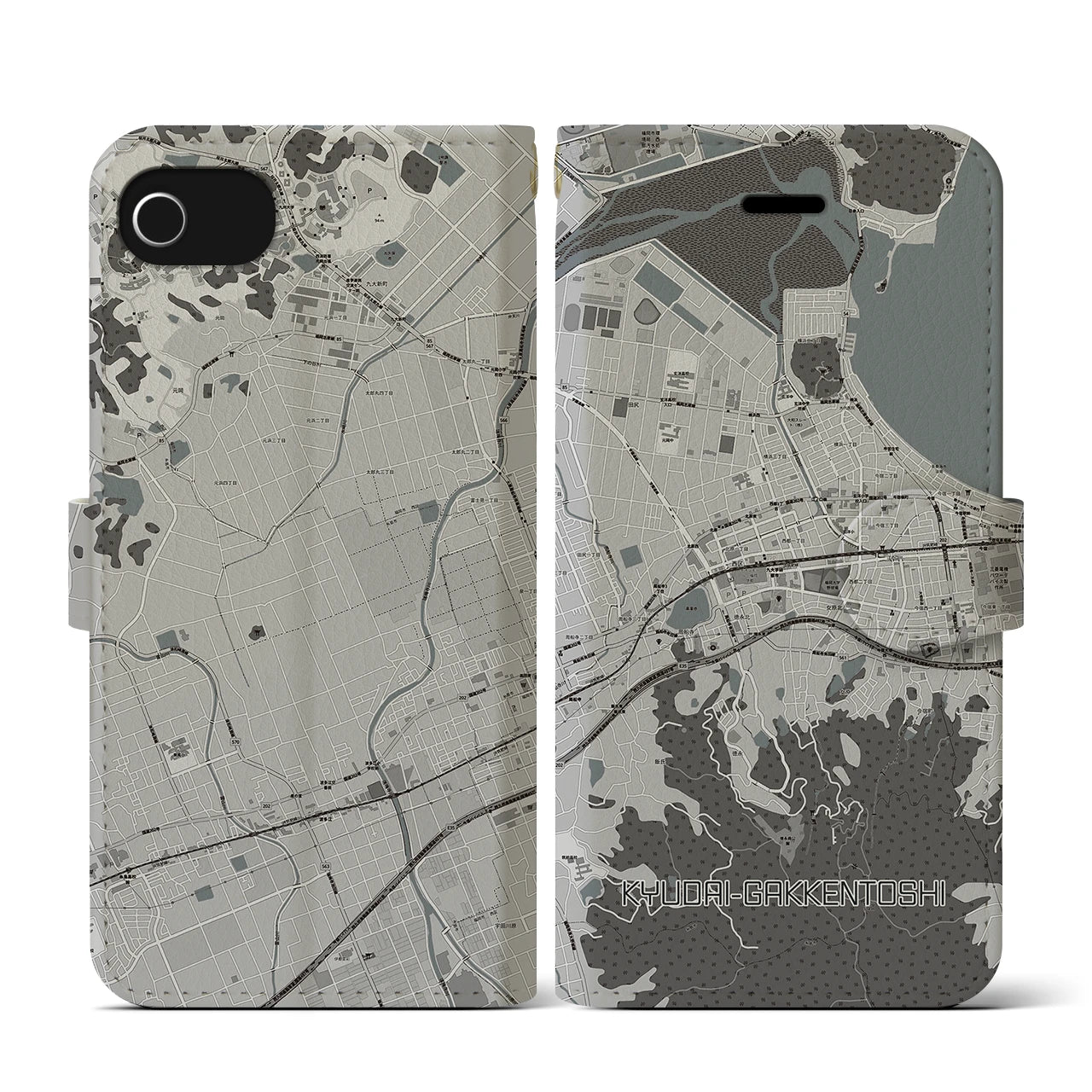 【九大学研都市(福岡県)】地図柄iPhoneケース(手帳タイプ)