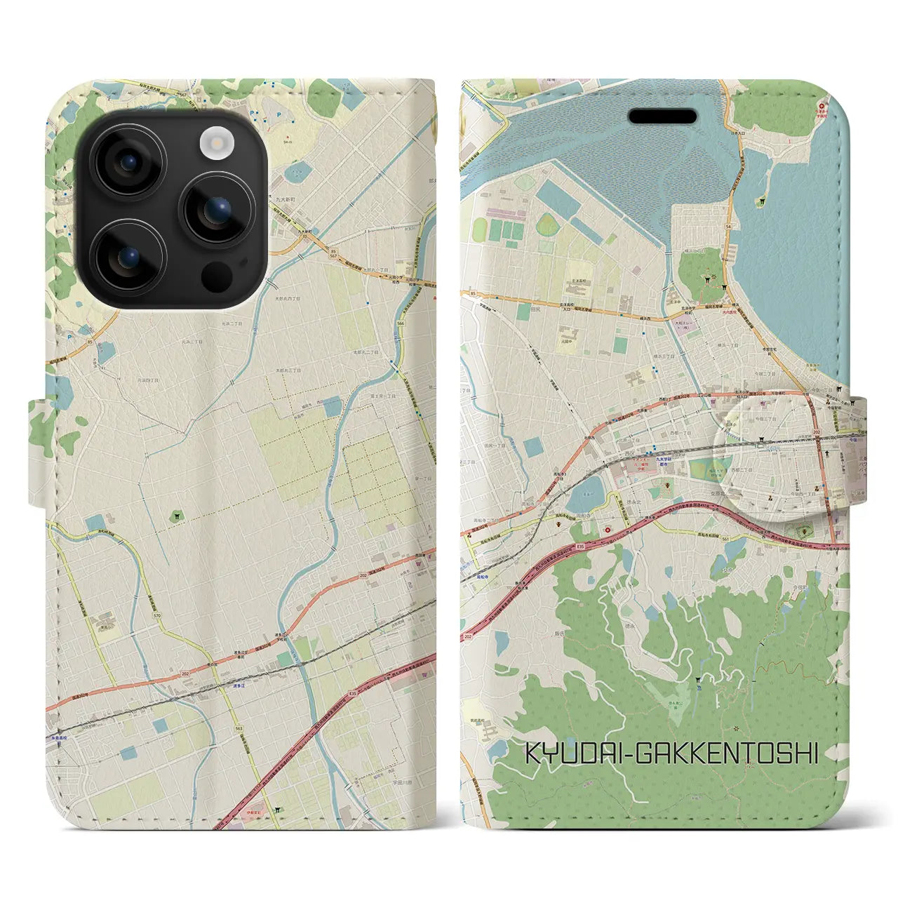 【九大学研都市(福岡県)】地図柄iPhoneケース(手帳タイプ)