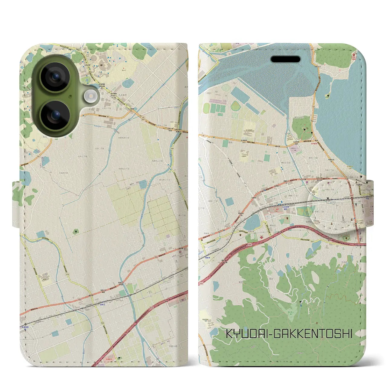 【九大学研都市(福岡県)】地図柄iPhoneケース(手帳タイプ)