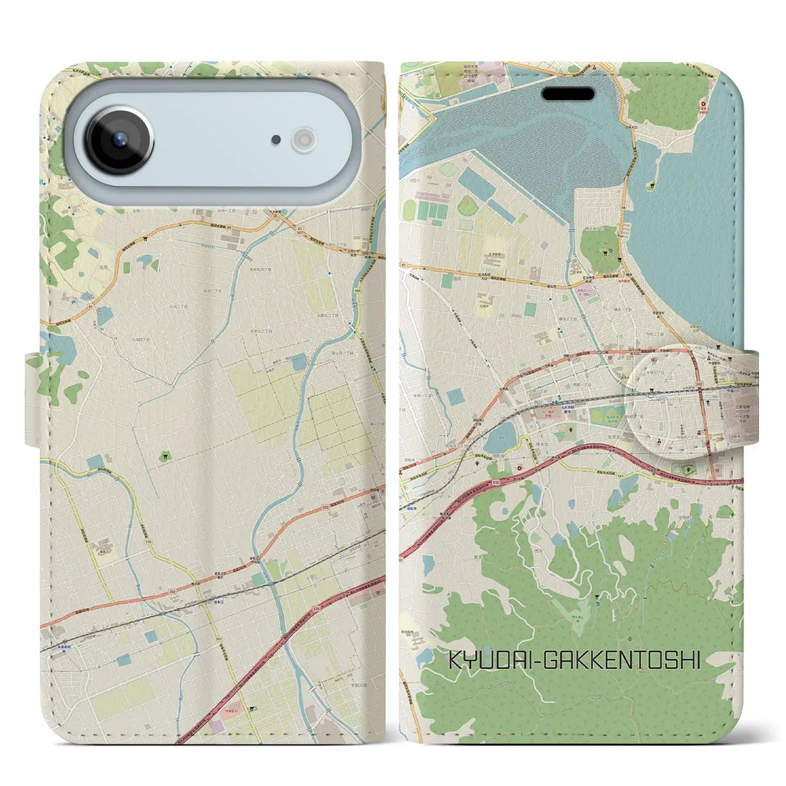 【九大学研都市(福岡県)】地図柄iPhoneケース(手帳タイプ)ナチュラル・iPhone 17 Pro Max 用