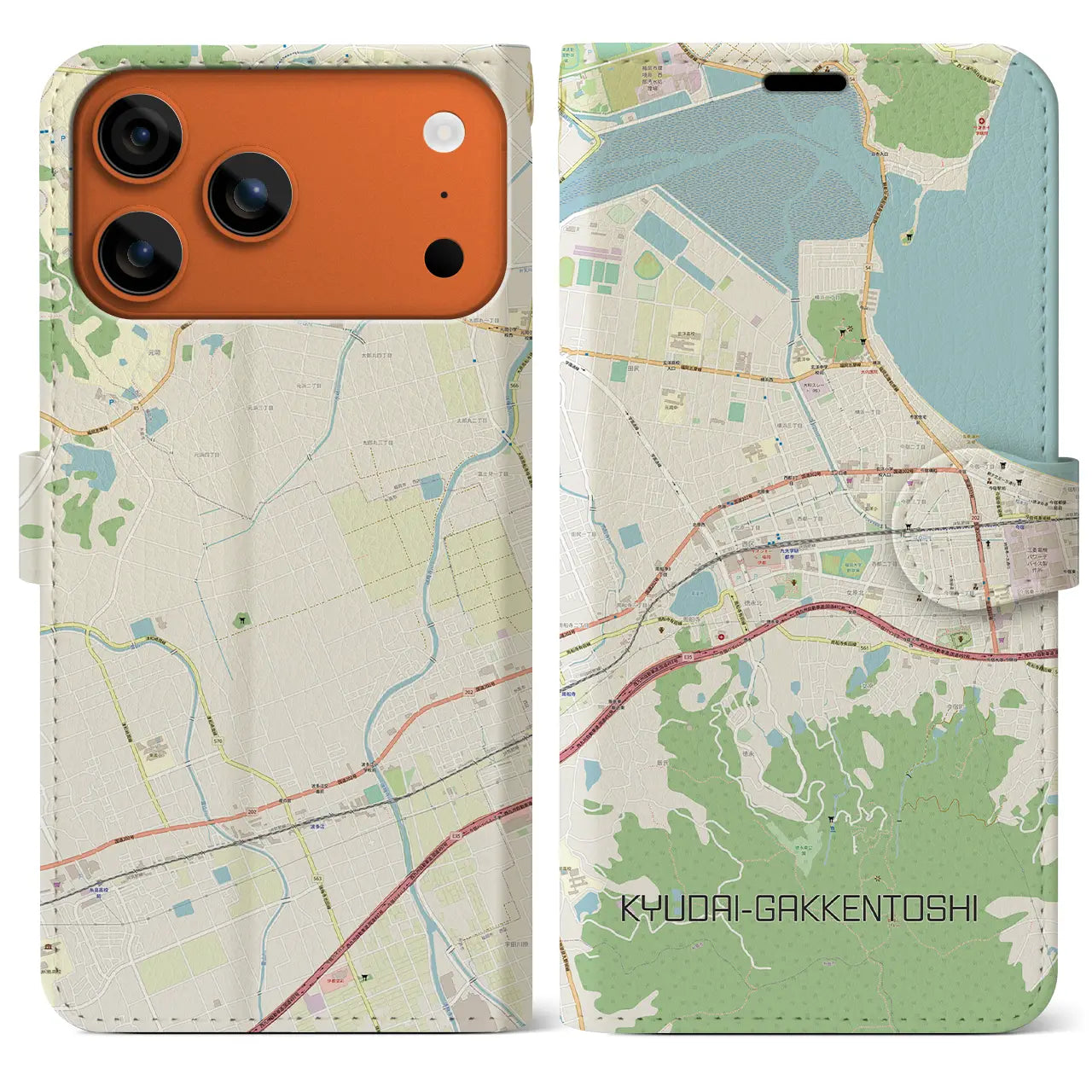 【九大学研都市(福岡県)】地図柄iPhoneケース(手帳タイプ)