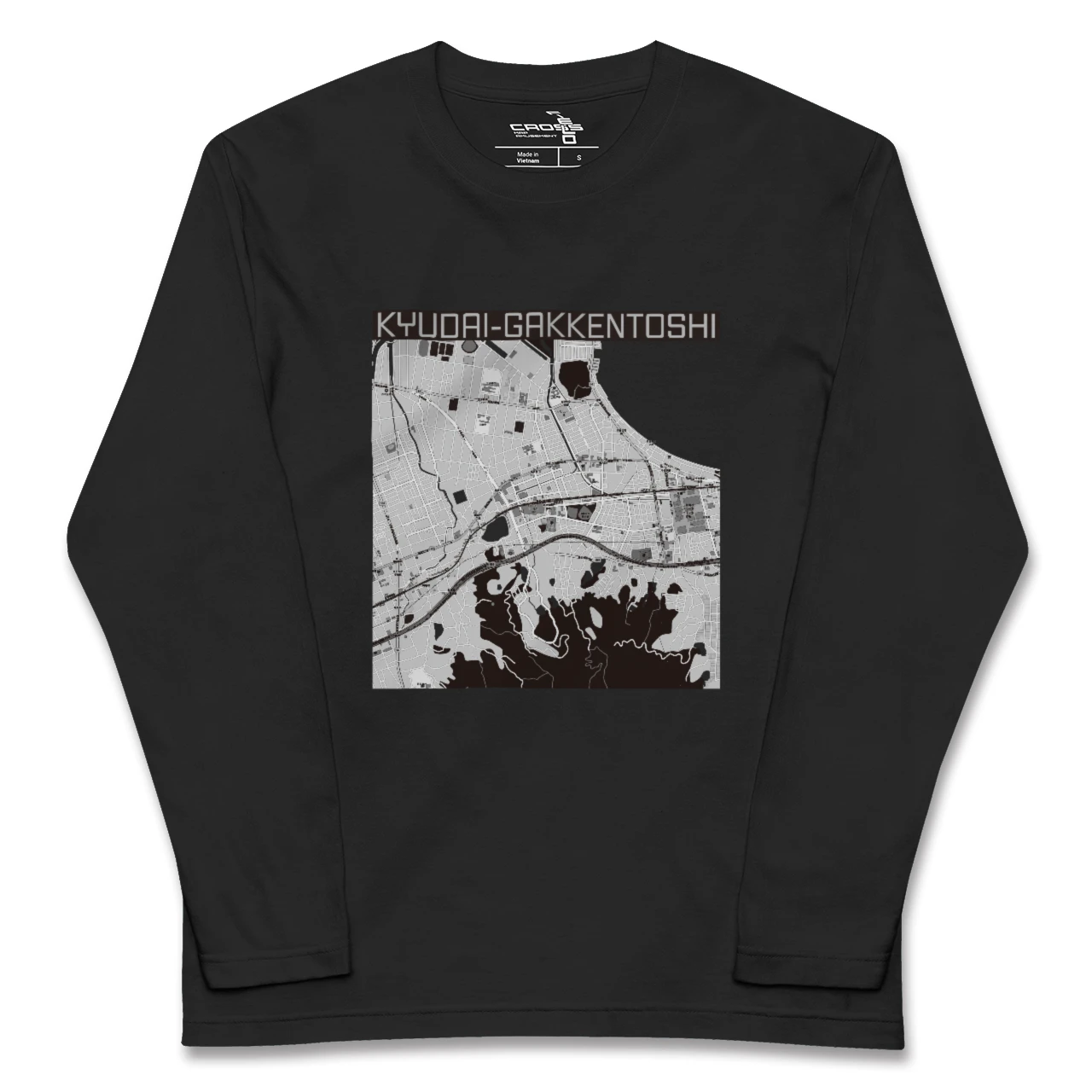 【九大学研都市(福岡県)】地図柄ロングスリーブTシャツ