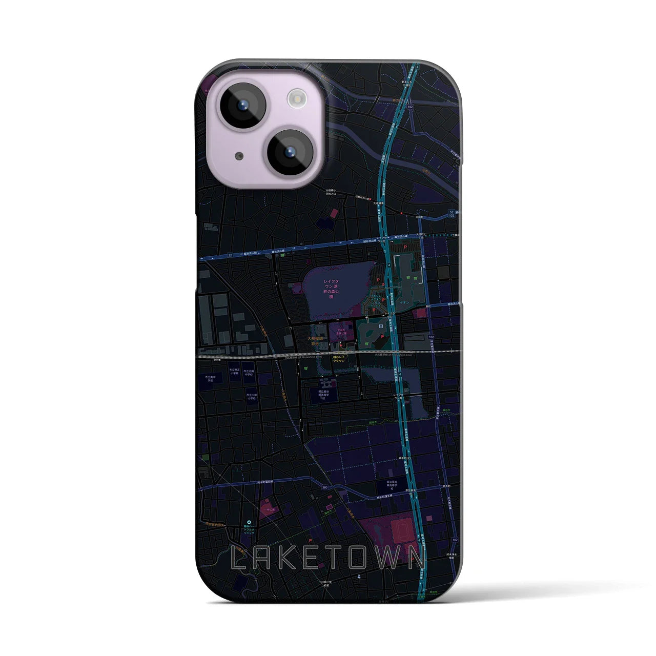 【越谷レイクタウン(埼玉県)】地図柄iPhoneケース(バックカバータイプ)