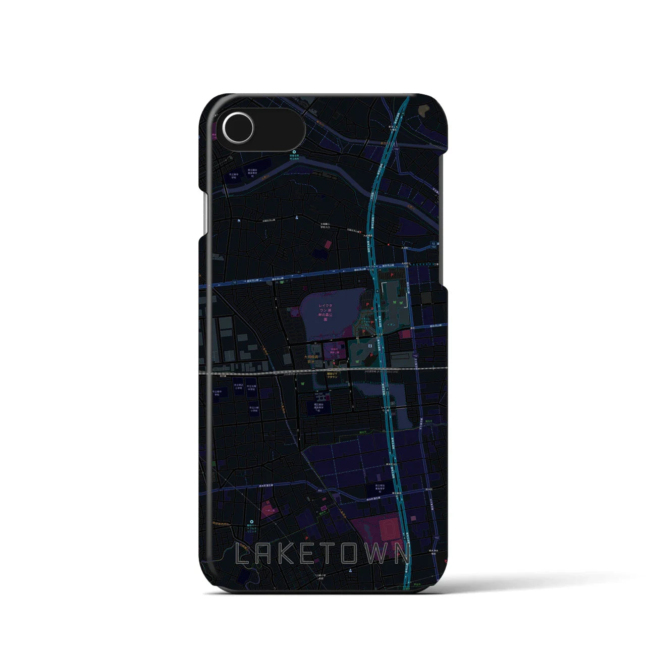 【越谷レイクタウン(埼玉県)】地図柄iPhoneケース(バックカバータイプ)