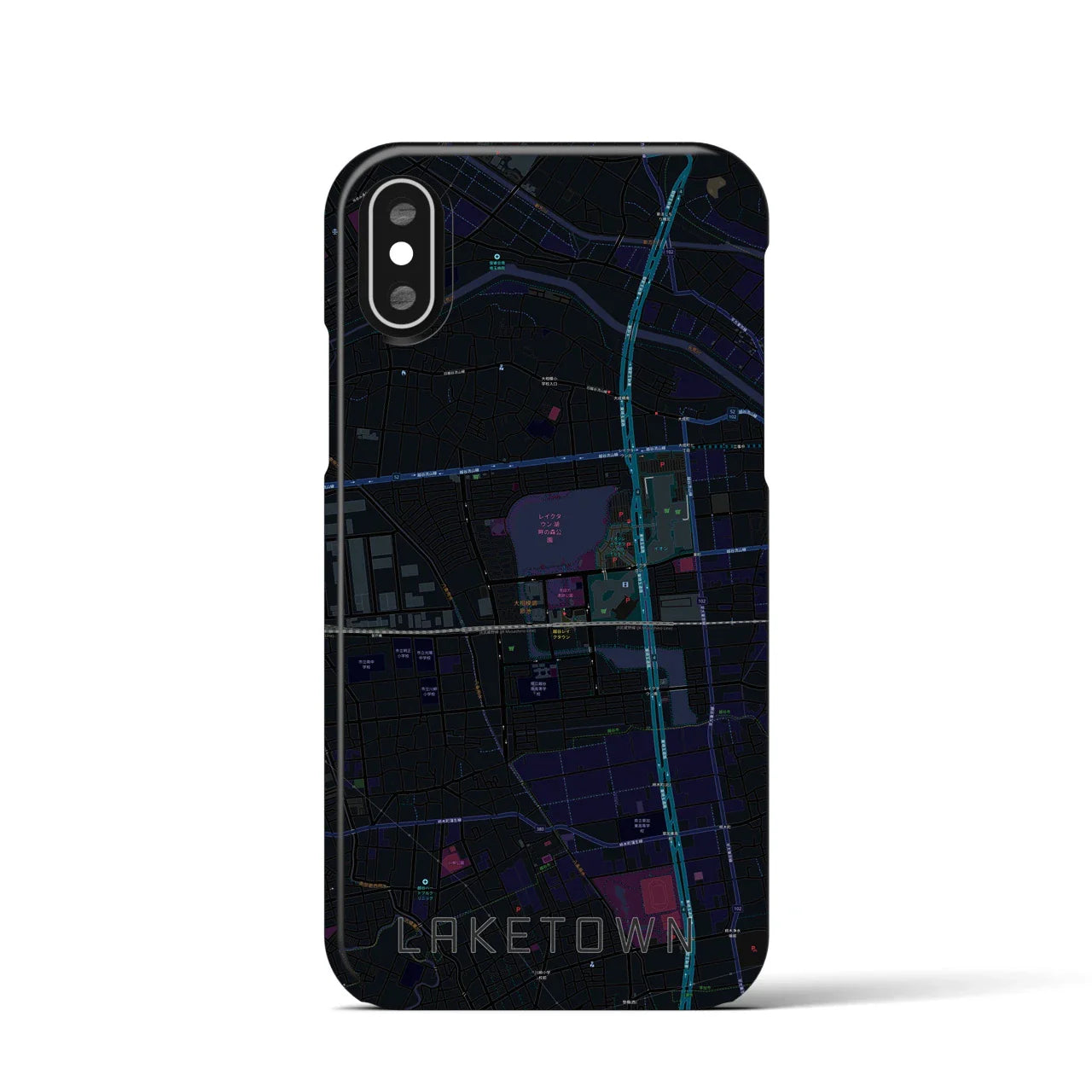 【越谷レイクタウン(埼玉県)】地図柄iPhoneケース(バックカバータイプ)