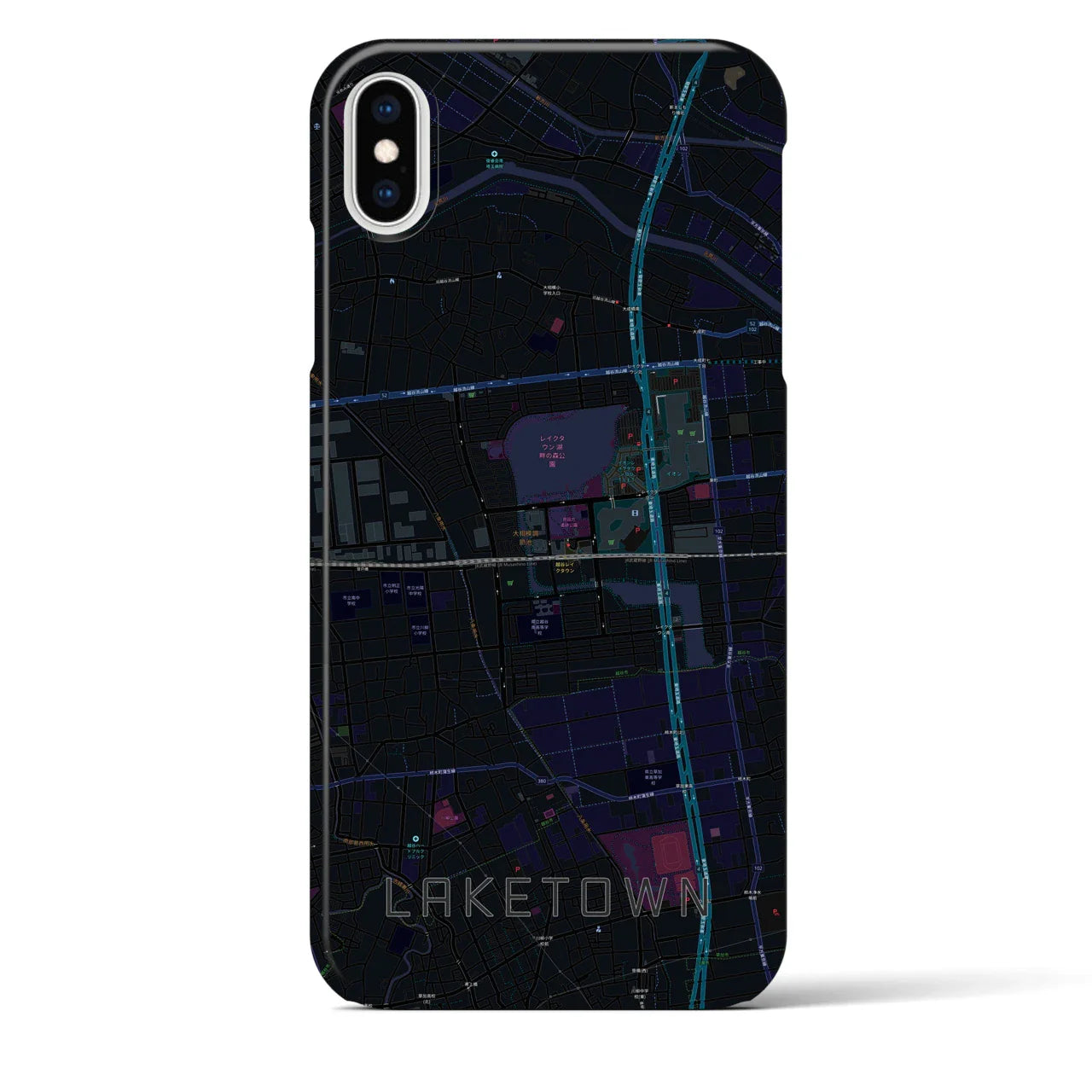 【越谷レイクタウン(埼玉県)】地図柄iPhoneケース(バックカバータイプ)