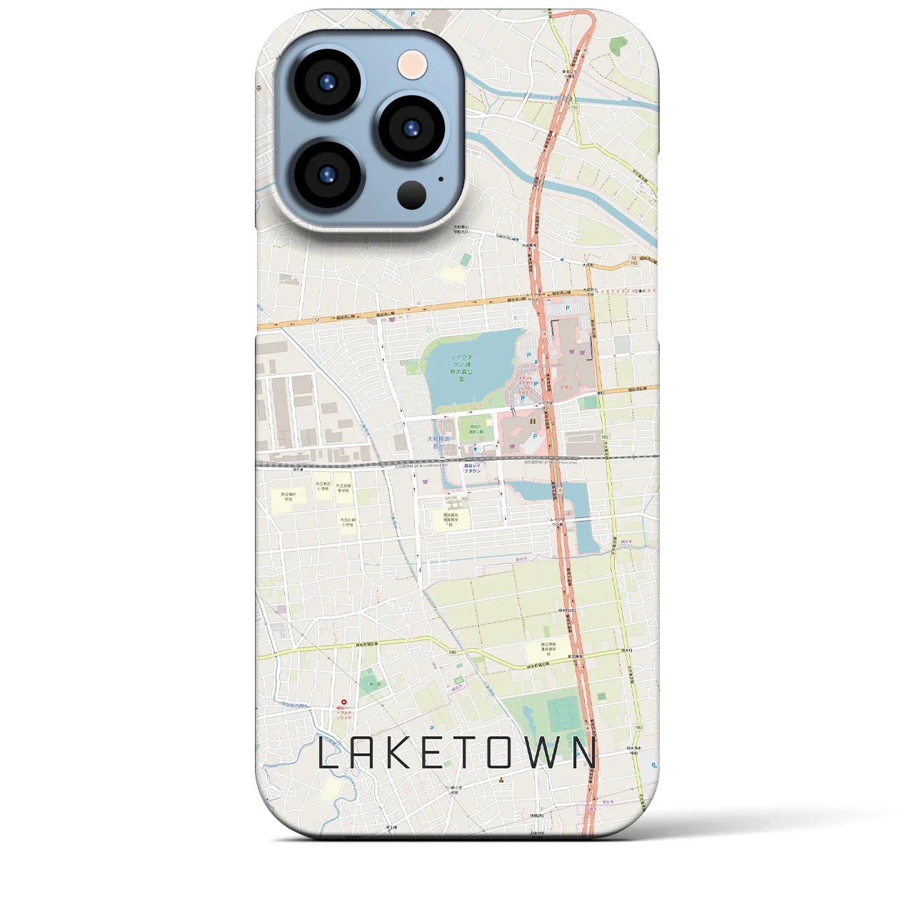 【越谷レイクタウン(埼玉県)】地図柄iPhoneケース(バックカバータイプ)