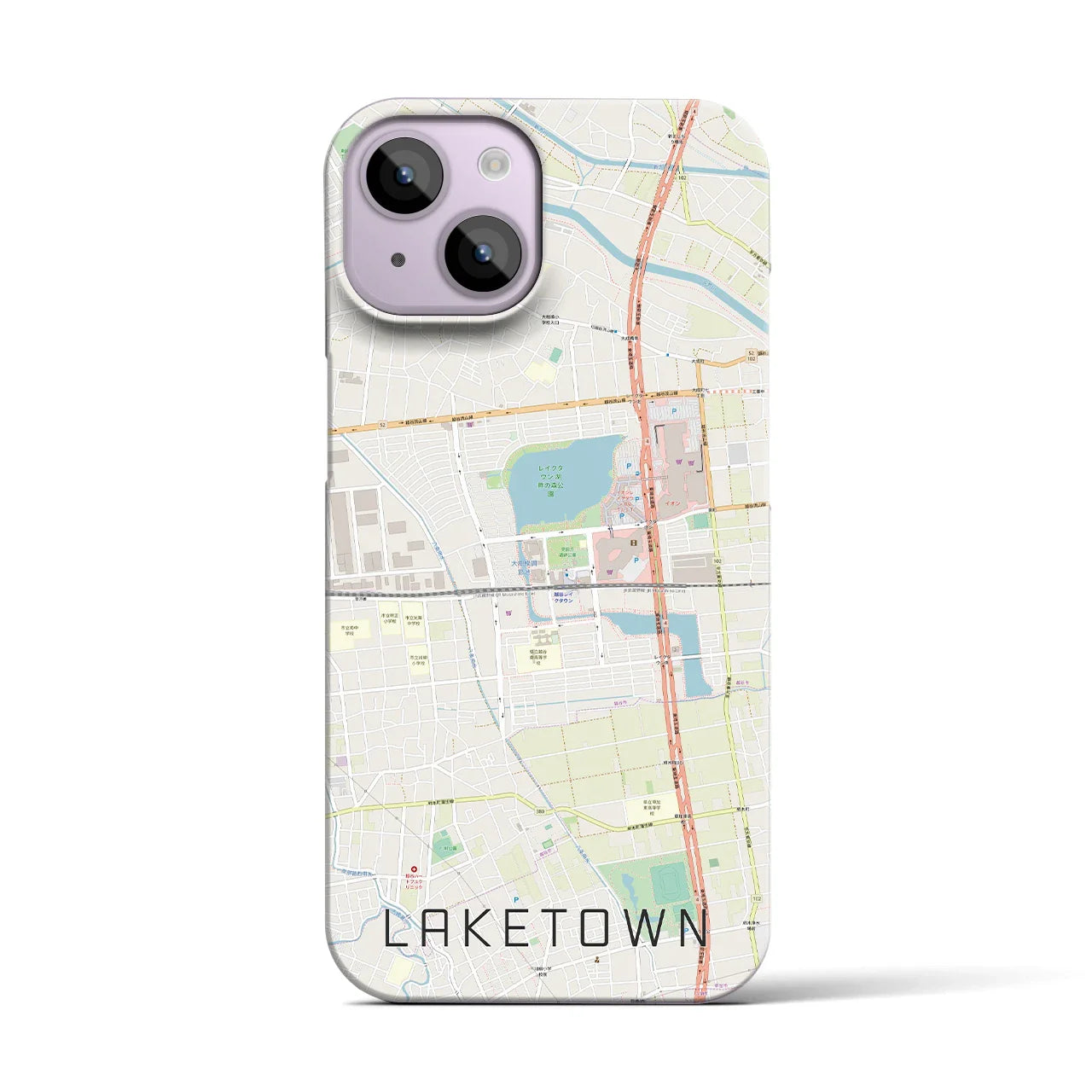 【越谷レイクタウン(埼玉県)】地図柄iPhoneケース(バックカバータイプ)