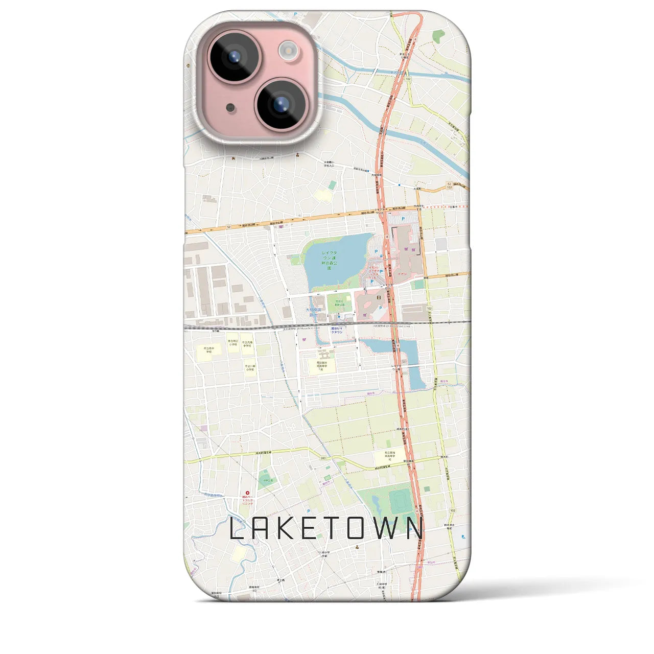 【越谷レイクタウン(埼玉県)】地図柄iPhoneケース(バックカバータイプ)