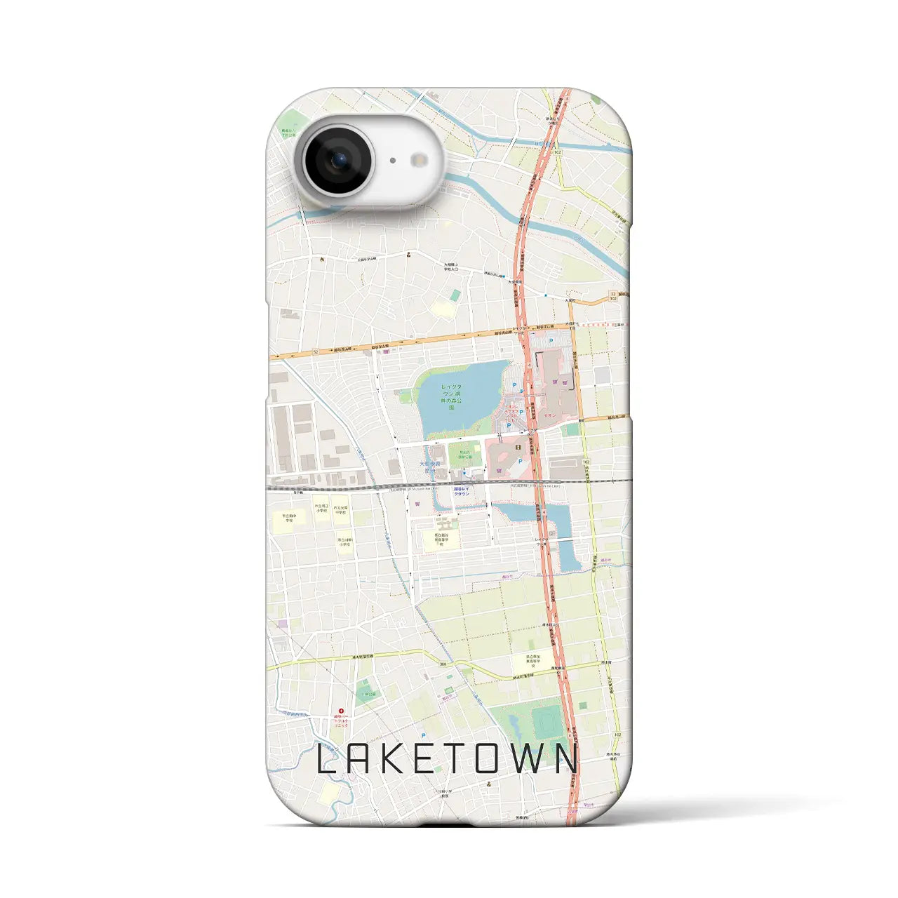 【越谷レイクタウン(埼玉県)】地図柄iPhoneケース(バックカバータイプ)
