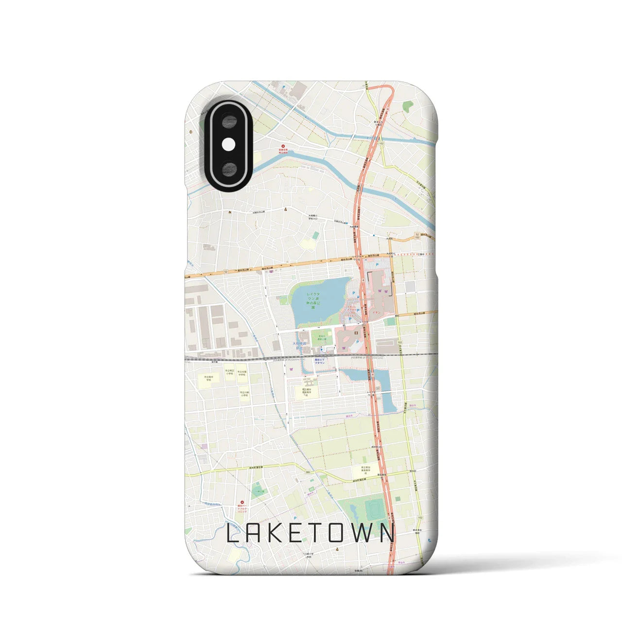 【越谷レイクタウン(埼玉県)】地図柄iPhoneケース(バックカバータイプ)