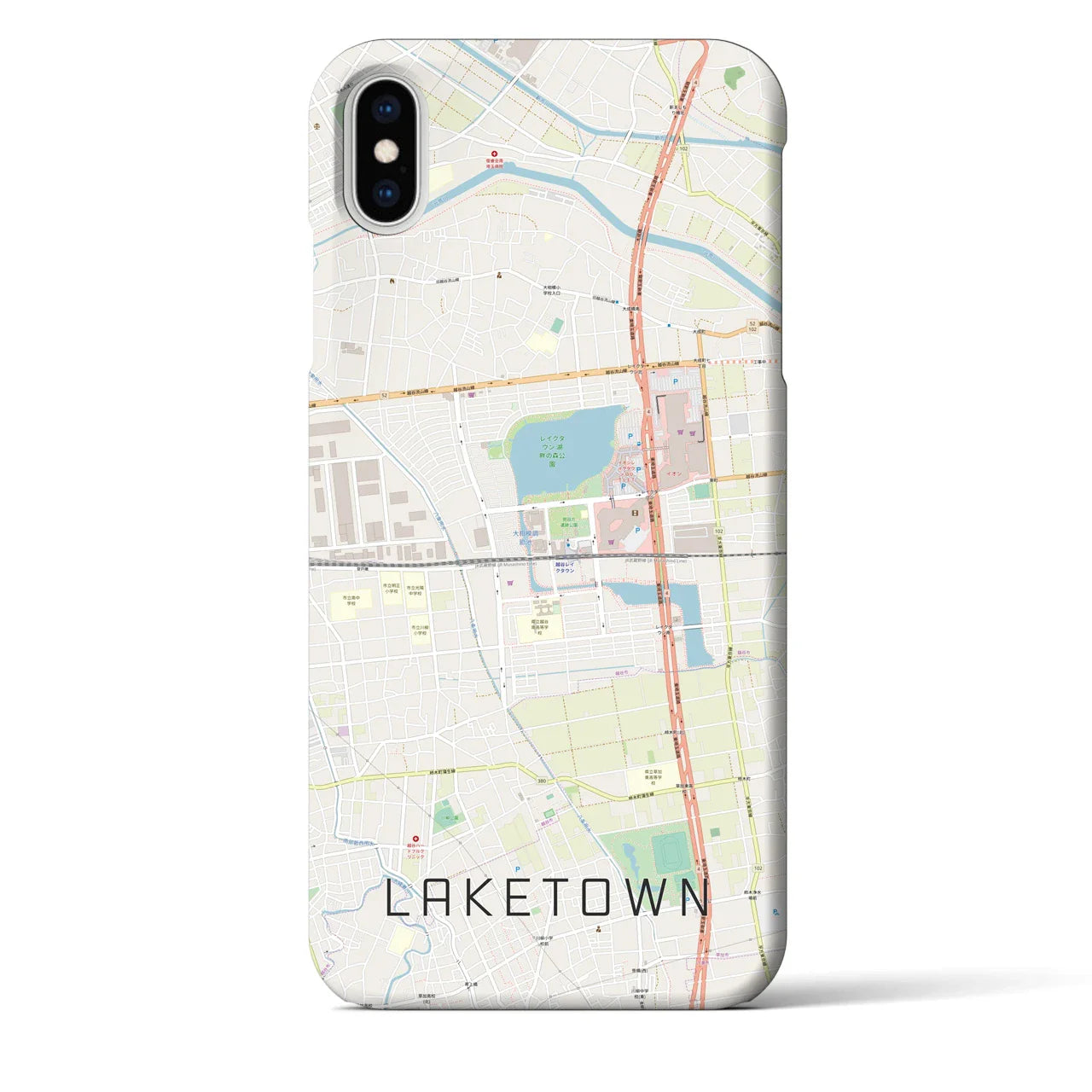 【越谷レイクタウン(埼玉県)】地図柄iPhoneケース(バックカバータイプ)