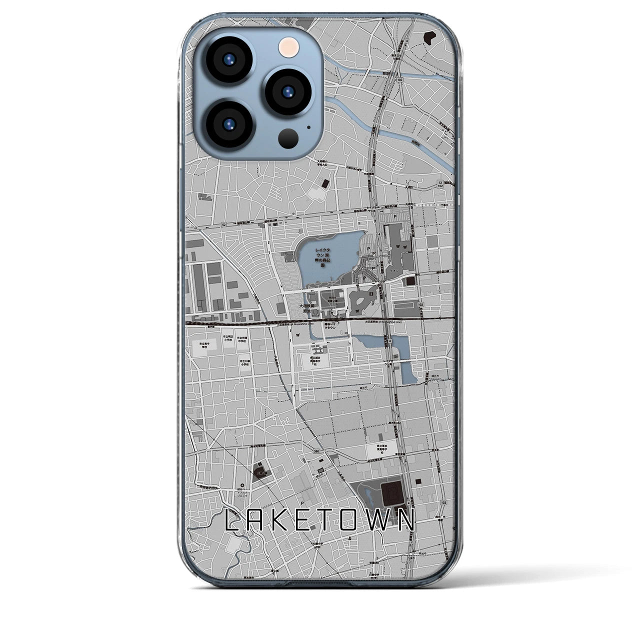 【越谷レイクタウン(埼玉県)】地図柄iPhoneケース(クリアタイプ)