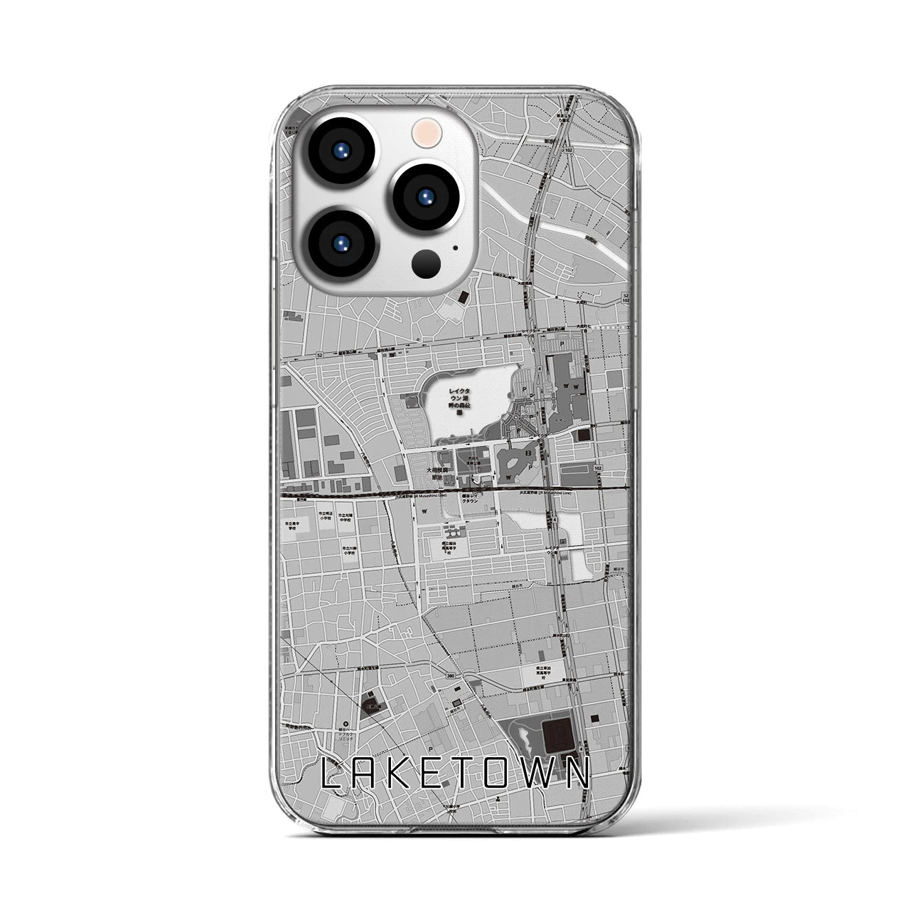 【越谷レイクタウン(埼玉県)】地図柄iPhoneケース(クリアタイプ)