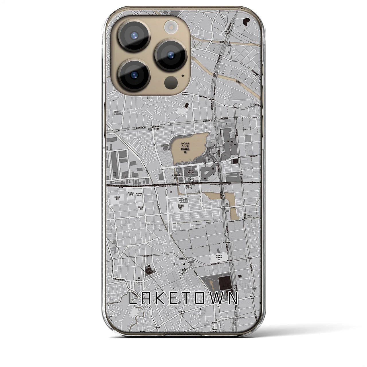 【越谷レイクタウン(埼玉県)】地図柄iPhoneケース(クリアタイプ)