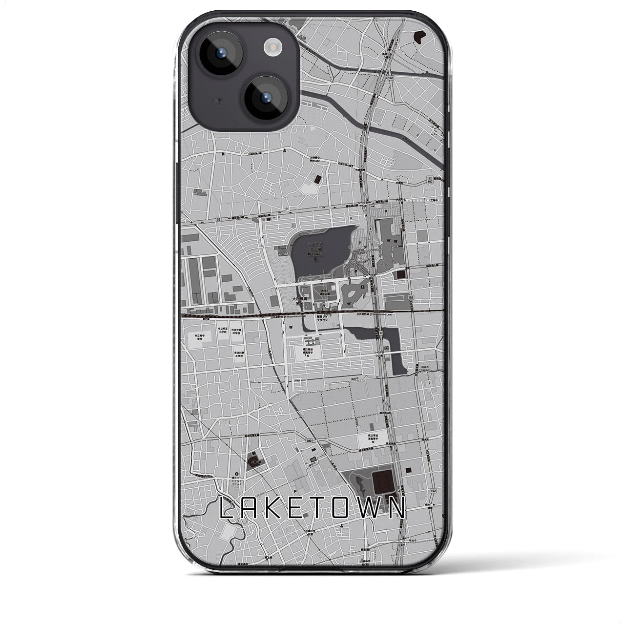 【越谷レイクタウン(埼玉県)】地図柄iPhoneケース(クリアタイプ)