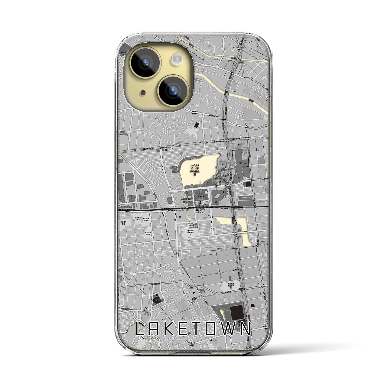 【越谷レイクタウン(埼玉県)】地図柄iPhoneケース(クリアタイプ)