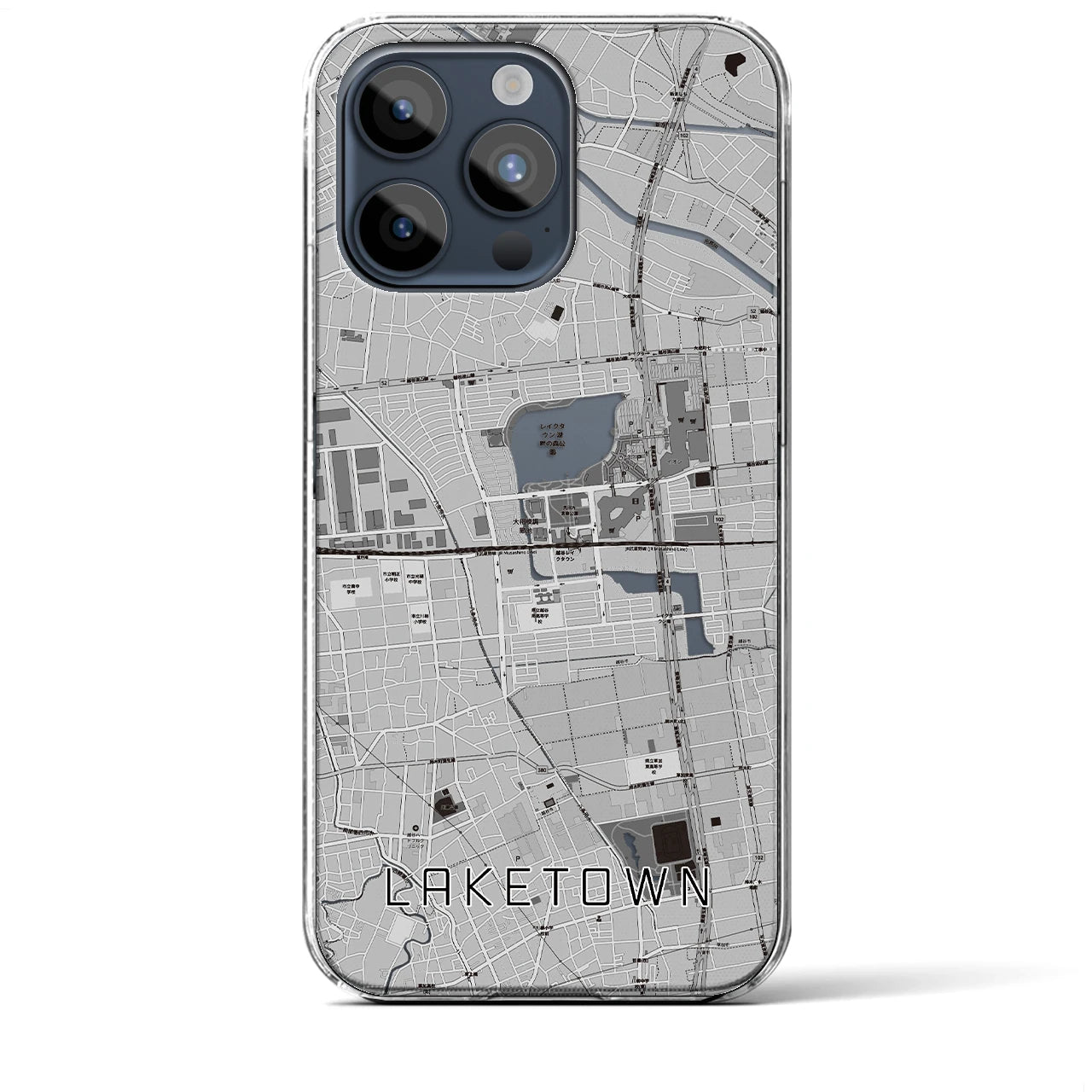 【越谷レイクタウン(埼玉県)】地図柄iPhoneケース(クリアタイプ)