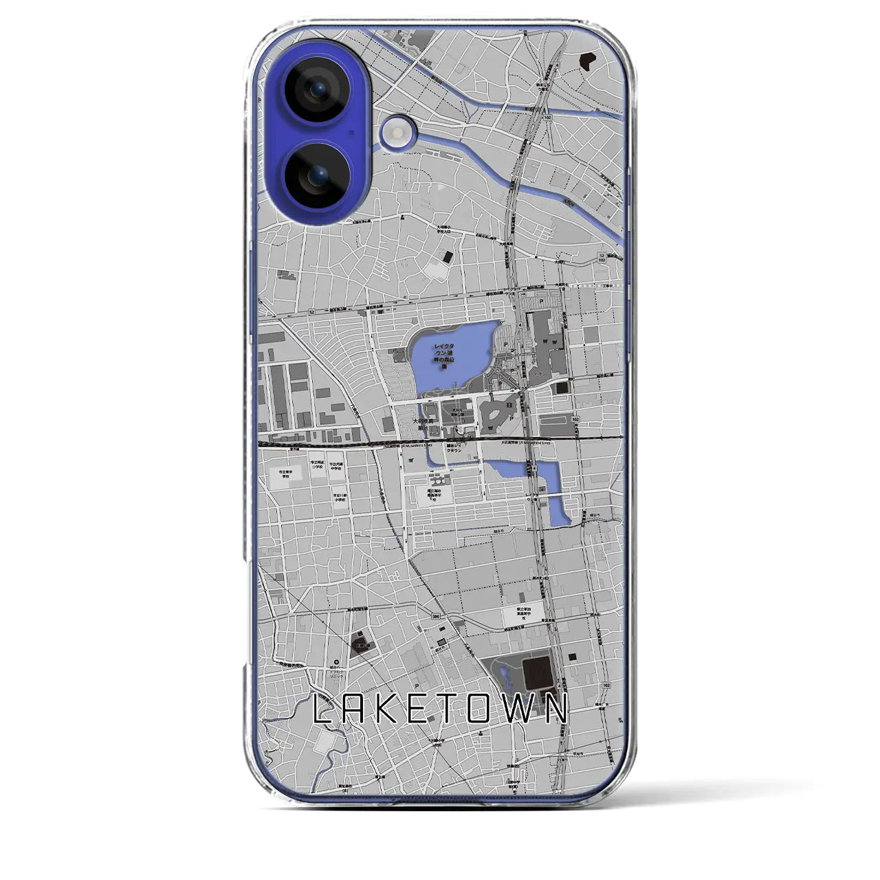 【越谷レイクタウン(埼玉県)】地図柄iPhoneケース(クリアタイプ)