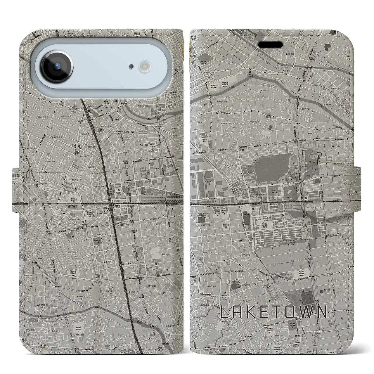 【越谷レイクタウン(埼玉県)】地図柄iPhoneケース(手帳タイプ)