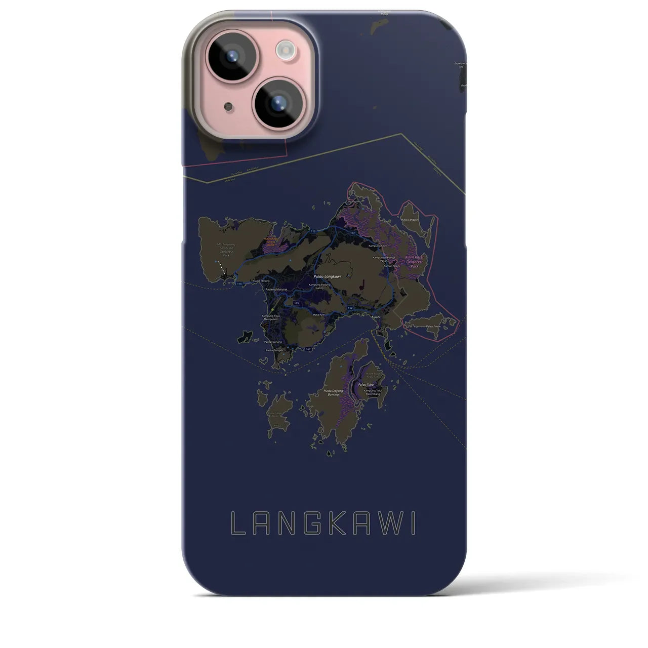 【ランカウイ(マレーシア)】地図柄iPhoneケース(バックカバータイプ)