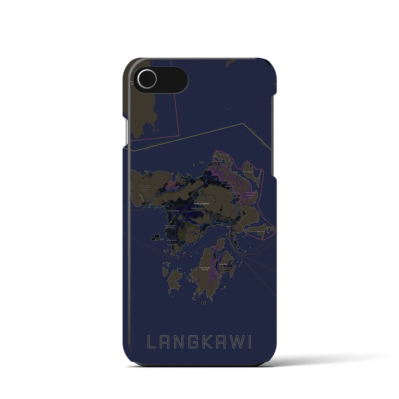 【ランカウイ(マレーシア)】地図柄iPhoneケース(バックカバータイプ)